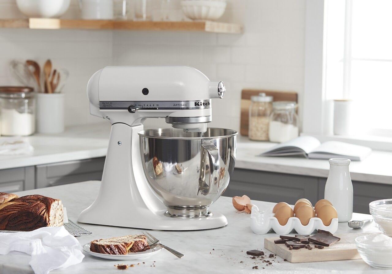 KitchenAid Artisan Series 5-Quart Tilt-Head Stand Mixer, Almond Cream, KSM150PSAC