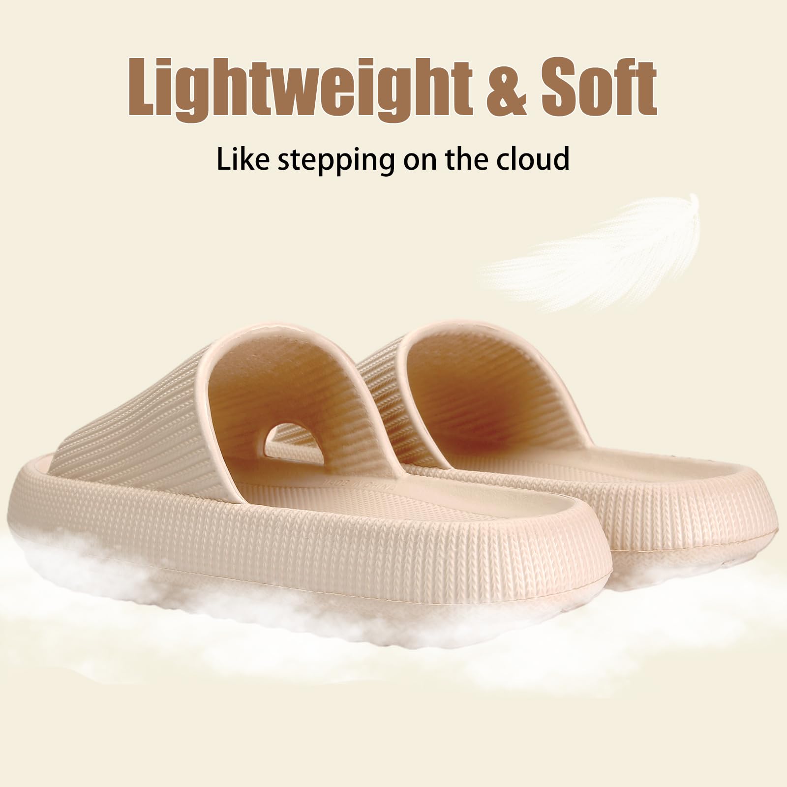 rosyclo Cloud Slippers for Women and Men, Pillow House Slippers Shower Shoes Indoor Slides Bathroom Sandals, Ultimate Comfort, Lightweight, Thick Sole, Non-Slip, Easy to Clean