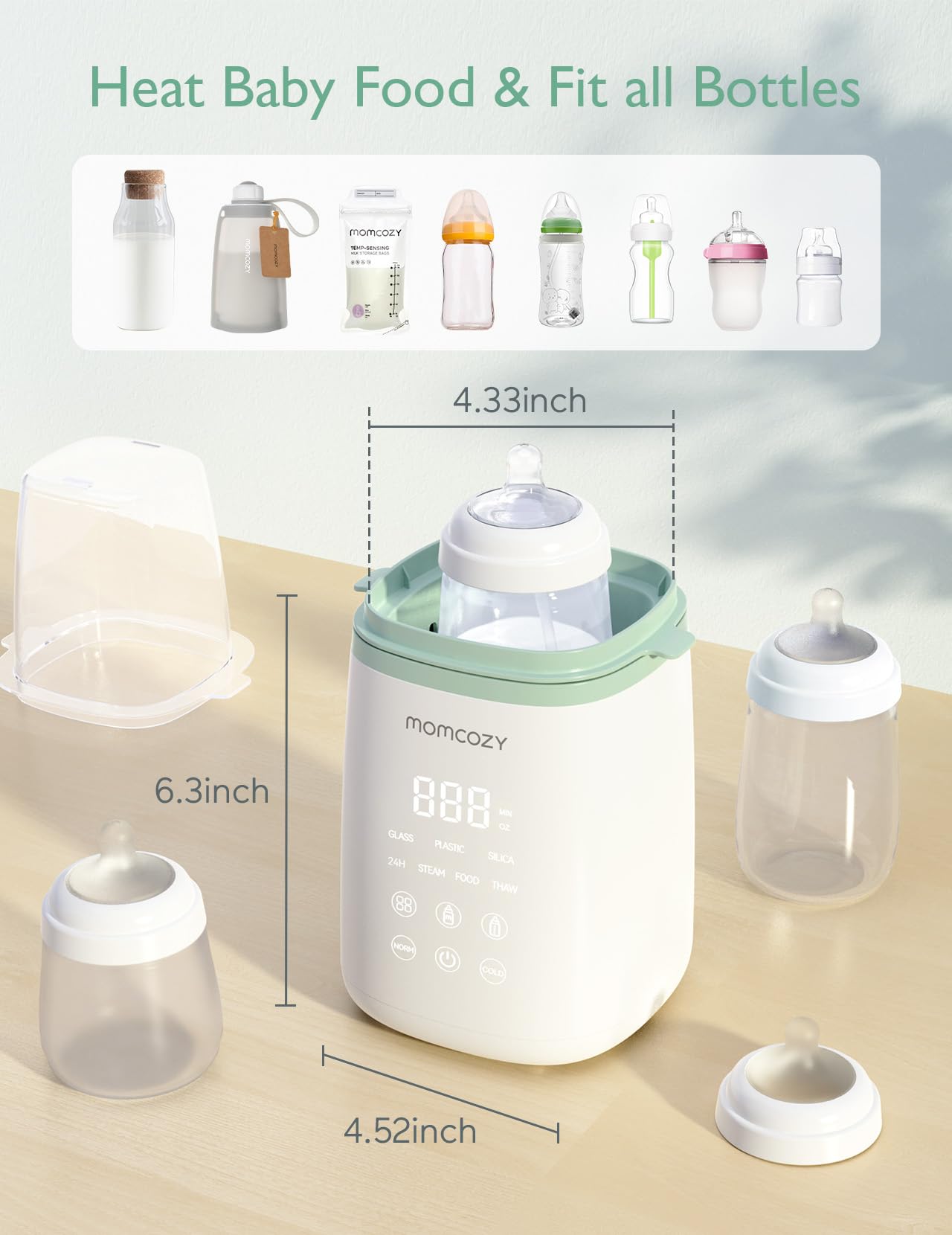 Momcozy Bottle Warmer, Fast Bottle Warmers for All Bottles with Timer, Accurate Temperature Control and Automatic Shut-Off, Multifunctional Bottle Warmer for Breastmilk