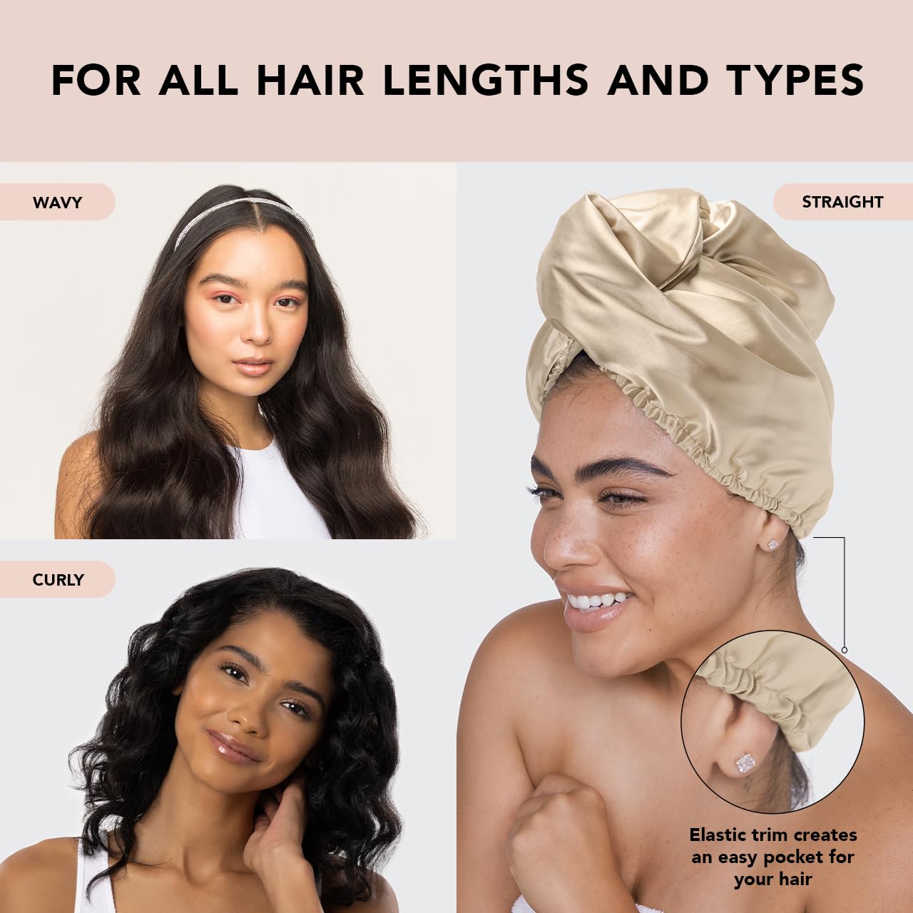 Kitsch Microfiber Hair Towel Wrap - Quick Dry Curly Hair Wraps for Women Wet Hair | Microfiber Towel for Hair | Hair Drying Towel Wrap | Hair Towels for Women | Hair Turban for Wet Hair (Blush)