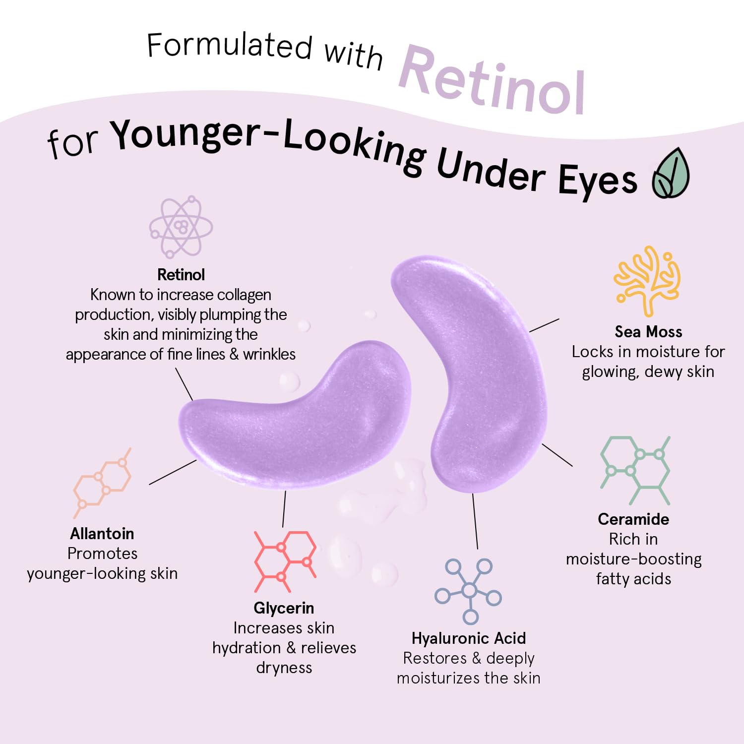 grace & stella Under Eye Masks for Dark Circles (Purple, 24 Pairs) - Gel Eye Mask with Retinol - Restoring Under Eye Patches for Puffy Eyes and Dark Circles - Vegan Cruelty-Free