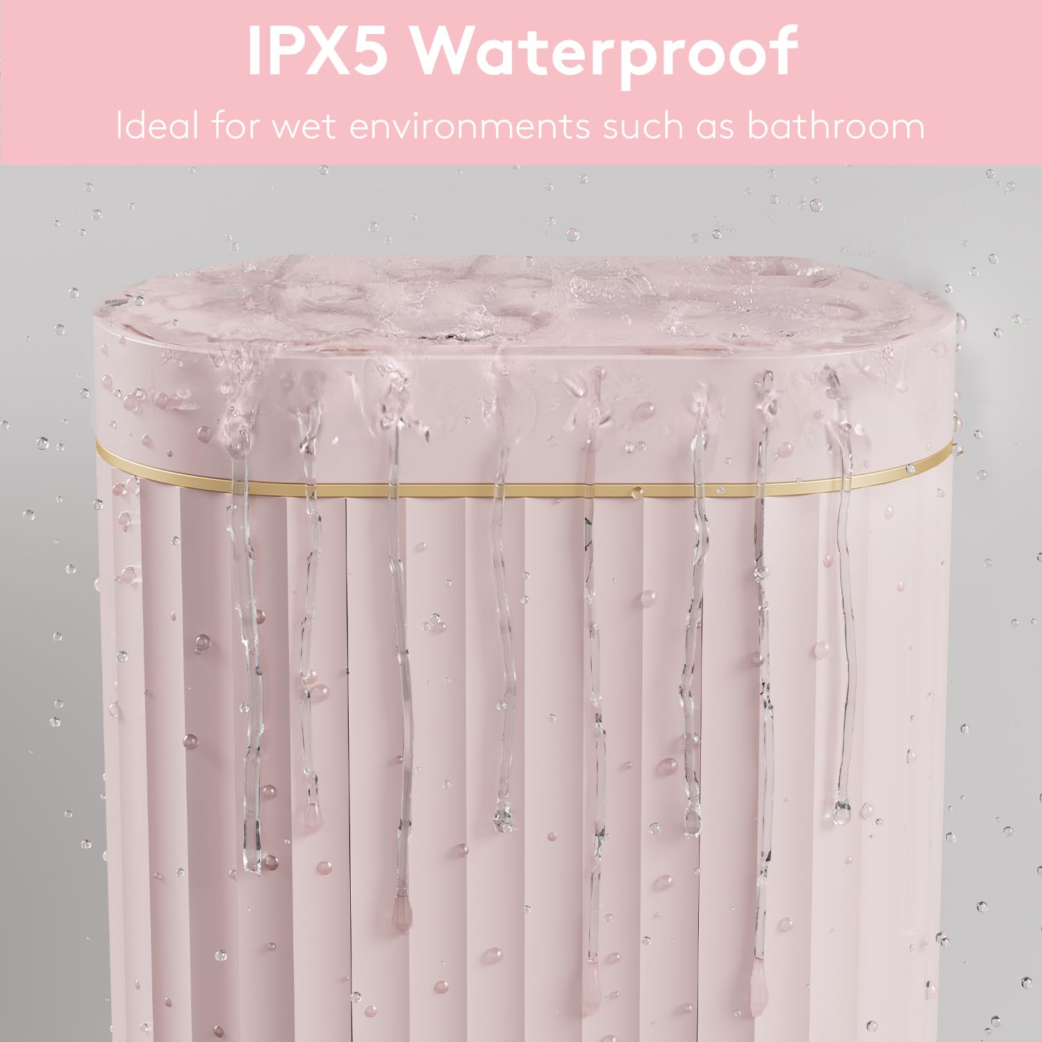 ELPHECO Mini Desktop Trash Can with Lid, Small Slim Automatic Garbage Can, 1.3 Gallon Motion Sensor Countertop Waste Basket for Bedroom, Office, Bathroom, White with Grey Trim