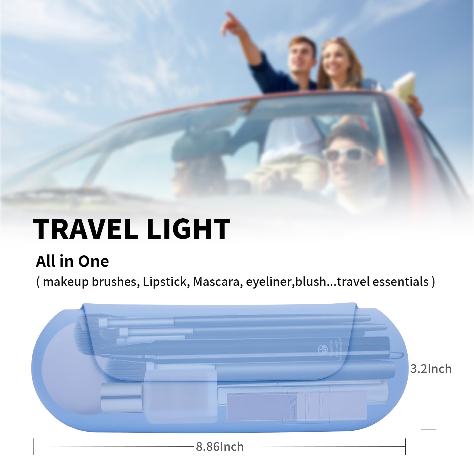 AGIKET Silicone Makeup Brush Holder Travel Cosmetic Bag:Soft Portable Cosmetic Face Brushes Holder with Upgrade Anti-Fall Out Magnetic Closure, Large Travel Makeup Brush Case - Walnut