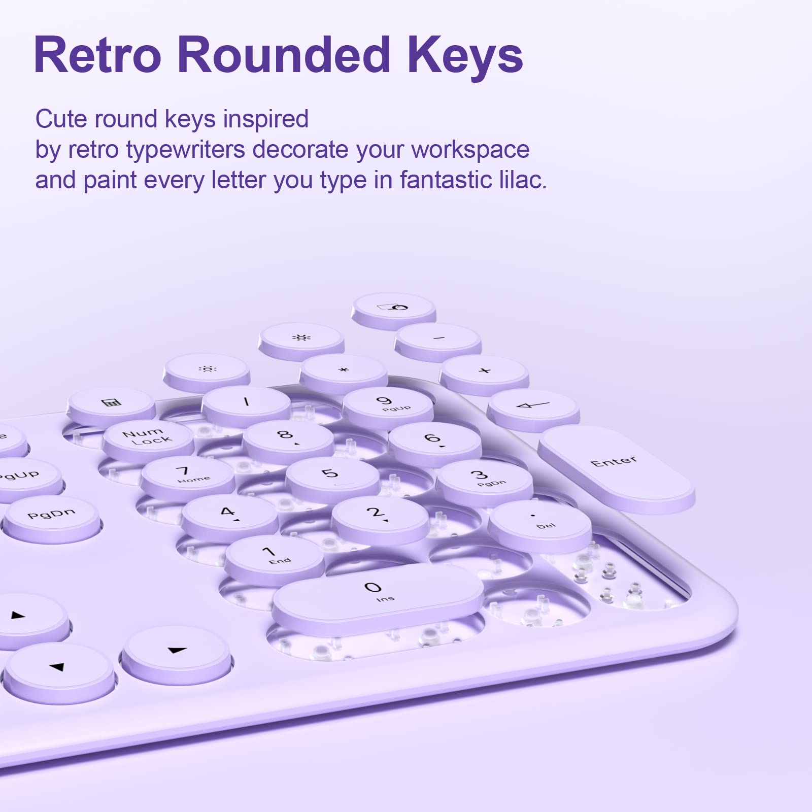 Wireless Keyboard and Mouse, XTREMTEC Cute Keyboard Retro Round Keycap - 2.4GHz Ultra-Slim Quiet Aesthetic Keyboard for Mac Computer Laptop PC Desktops (Rosegold)
