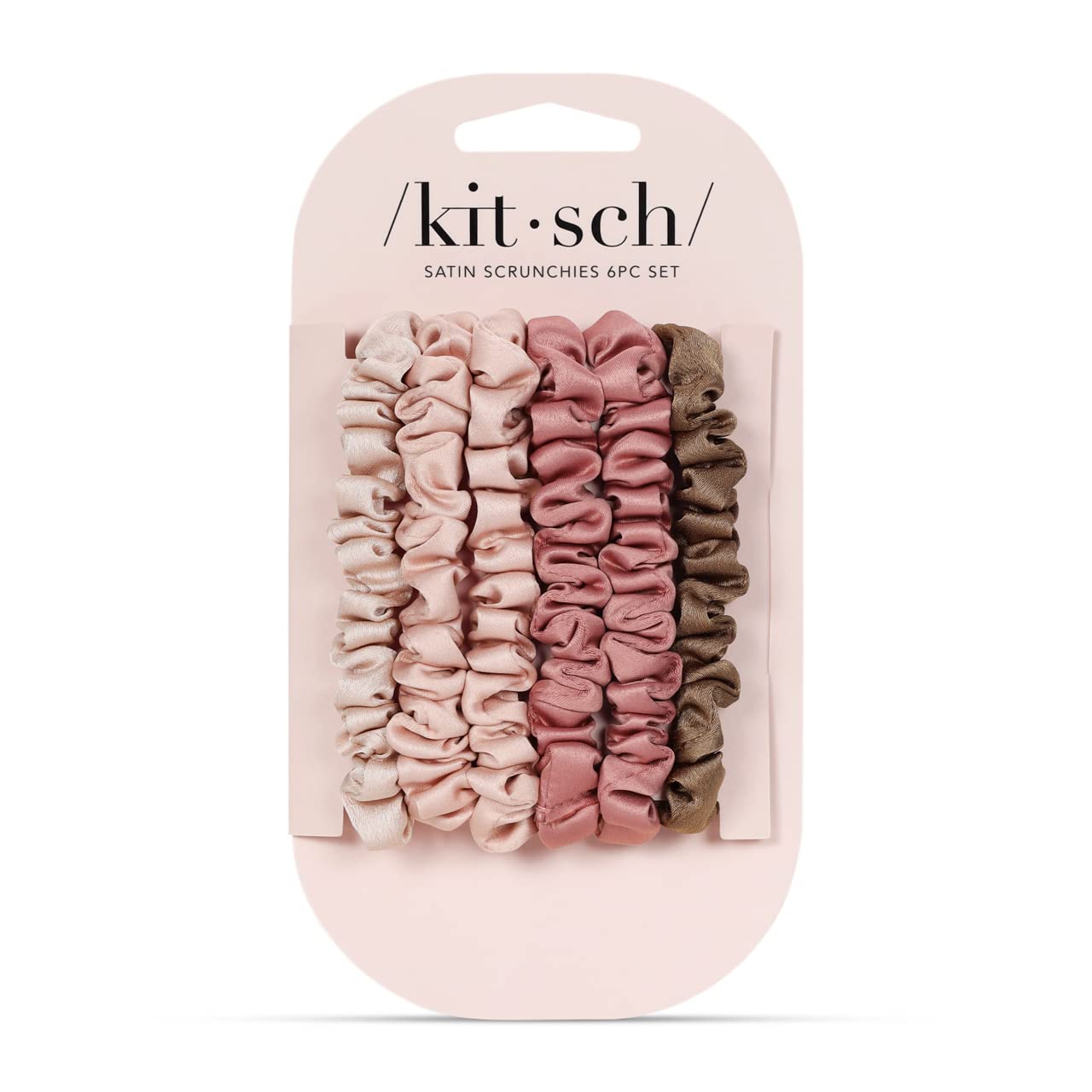 Kitsch Satin Hair Scrunchies for Women, Softer Than Silk Scrunchies for Hair, Satin Scrunchies for Girls, Satin Hair Ties for Women, Silk Hair Ties No Damage, Silk Ponytail Holders, 5 pcs (Cameo)