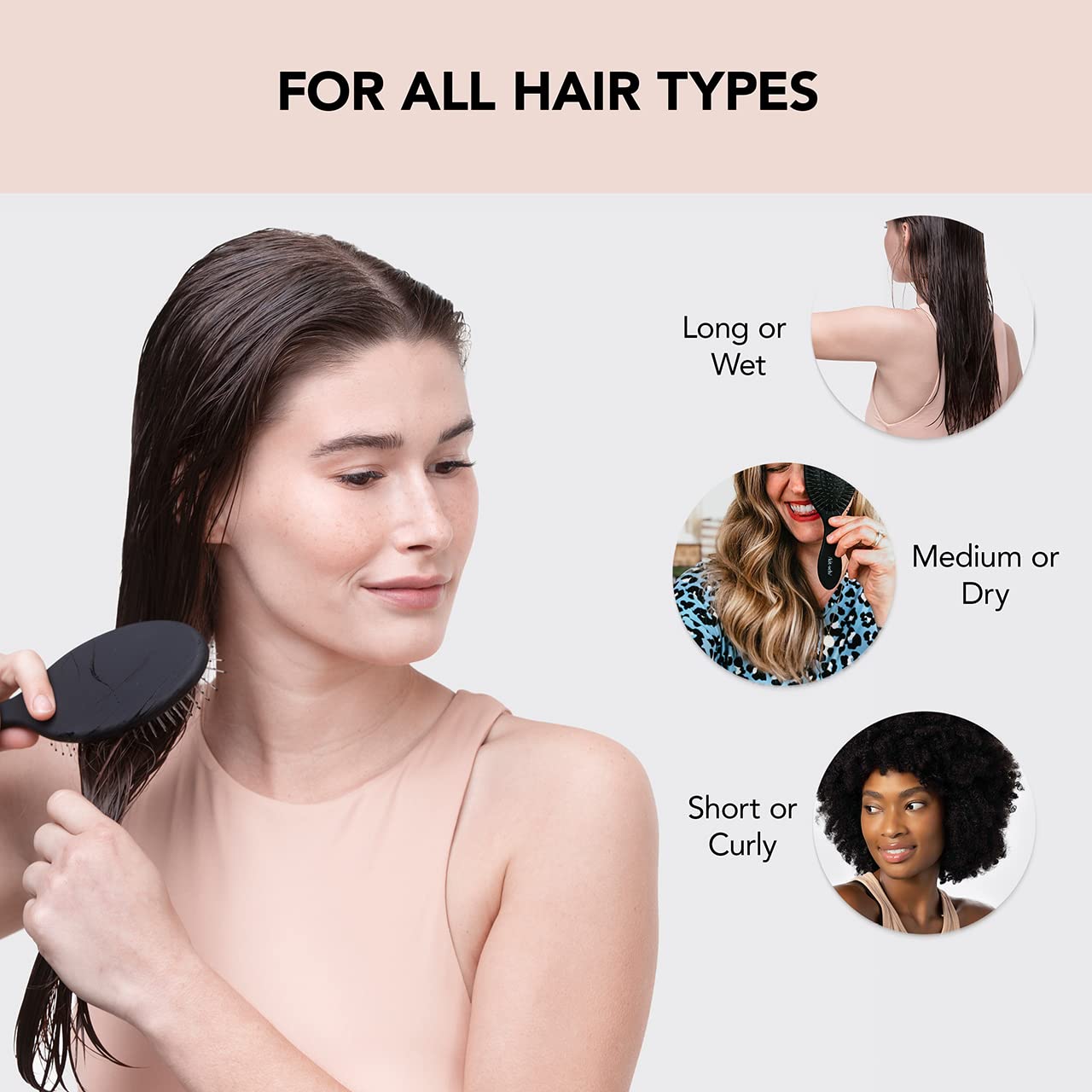 Kitsch Wet Dry Brush Detangling Brush - Soft Bristle Hair Brushes for Women | Straight & Curly Hair Brush | Hairbrush for All Hair Types | Hair Detangler Brush | Travel Hair Brush & Detangling Comb