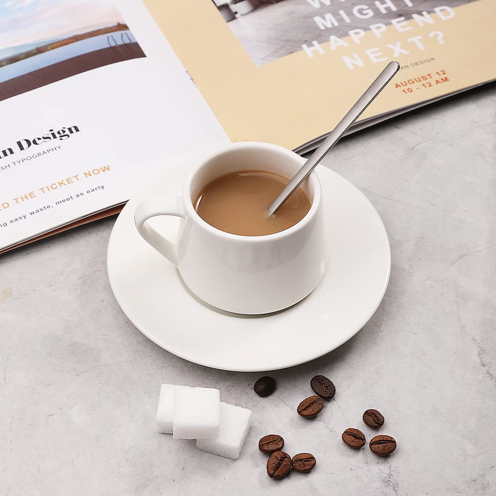 4 PCS Espresso Spoons 18/8 Stainless Steel, 5.2 Inches Vogue Mini Teaspoons Set for Stirring Coffee, Dessert Cake, Ice Cream, Soup, Antipasto Cappuccino, Frosted Handle, Sweejar(Gold)