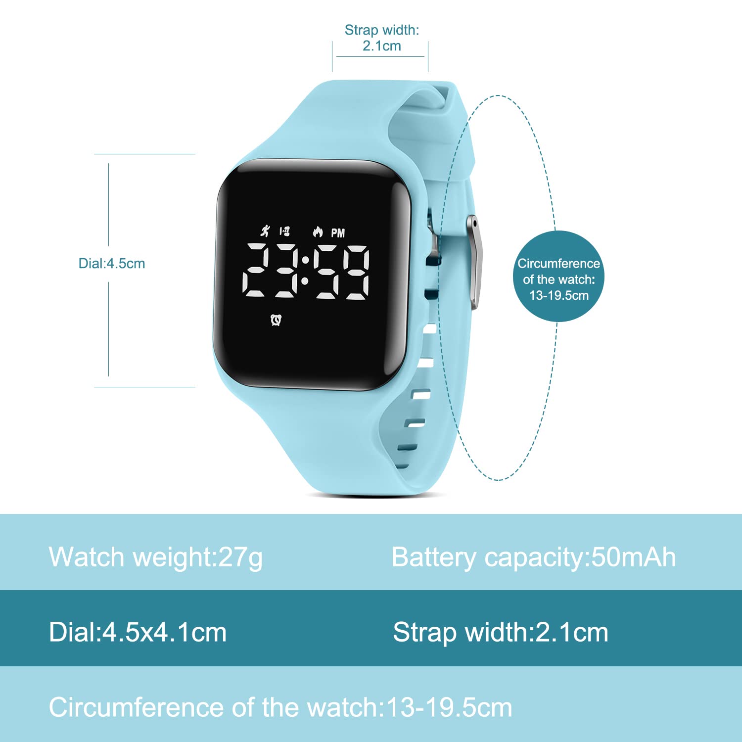 Kids Watch, No App Fitness Tracker Watch for Kids Teenager Digital Watch with Steps Counter/Distance/Calories/Alarm/Stopwatch Fitness Watch for Kids Girls Boys Gift for Teens