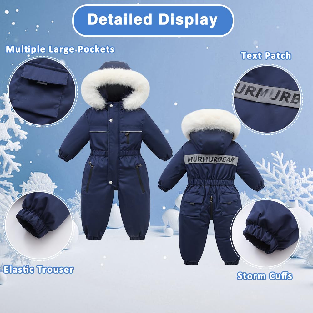Xifamniy Toddler Snowsuit 2T 3T 4T 5T Ski Suit Baby Boy Girl Winter Clothes Coat Outwear Snow Suit Hooded Romper Jumpsuit