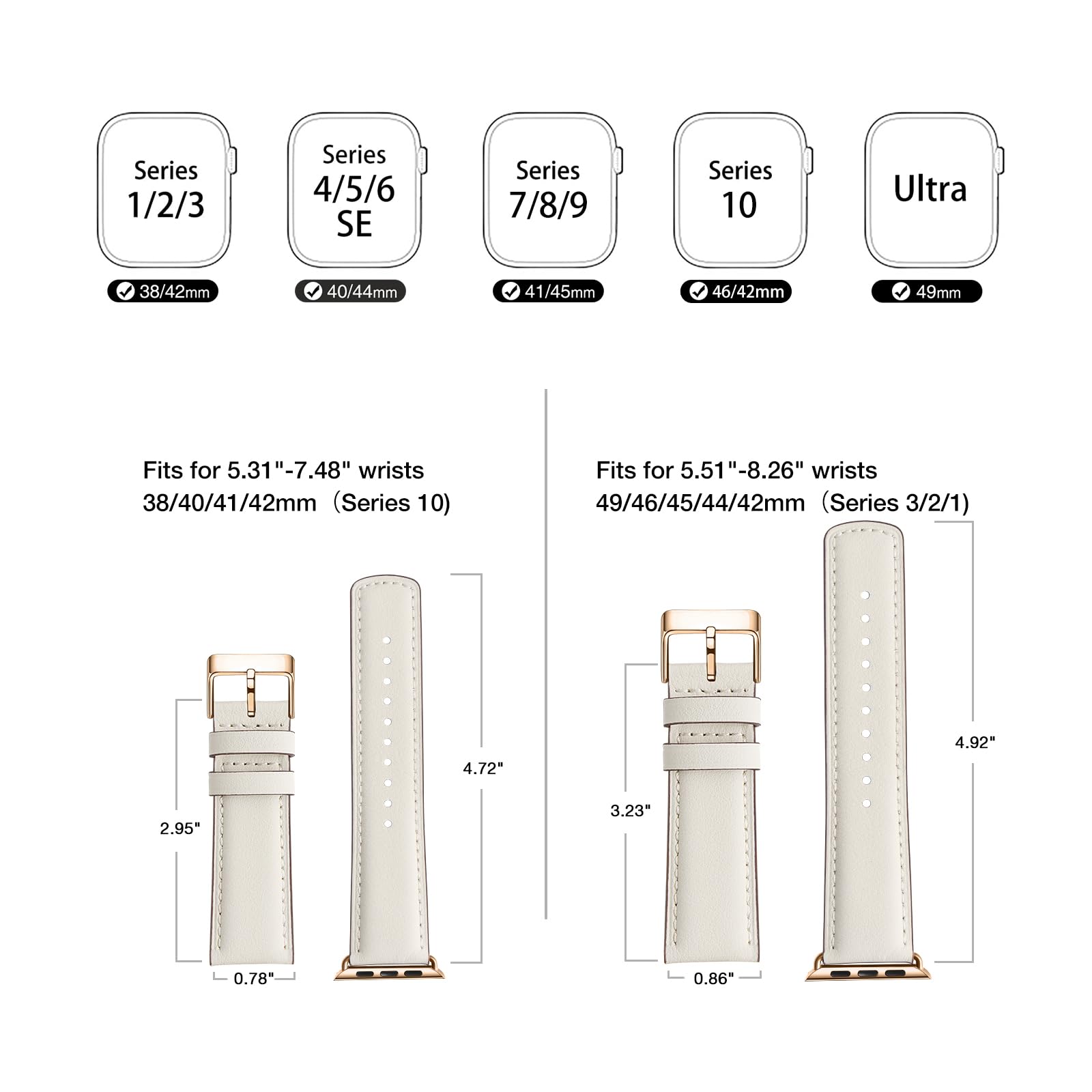 Bestig Compatible with Apple Watch Band 49mm 46mm 45mm 44mm 42mm(Series 3 2 1) Apple Watch Leather Bands Genuine Leather for iWatch Strap Ultra Series 10 9 8 7 6 5 4 SE Women Man-Redbrown/Black