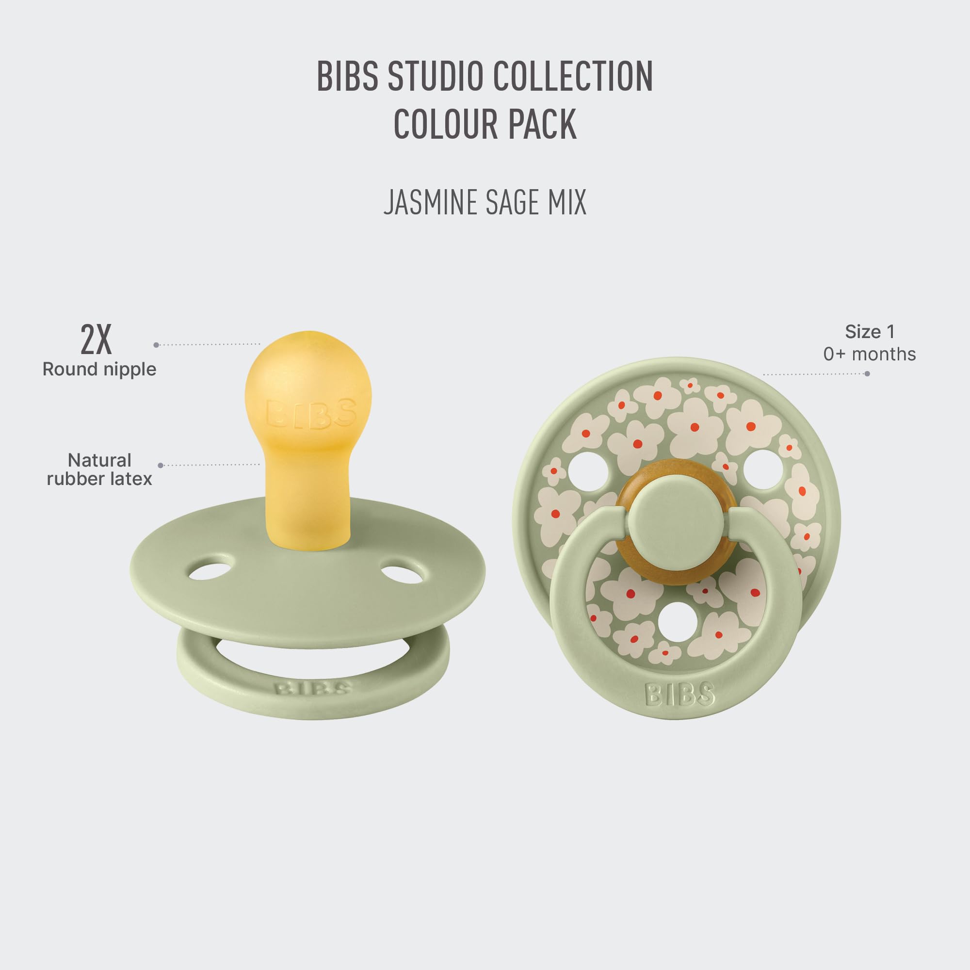 BIBS Pacifiers - Studio Collection | Natural Rubber Baby Pacifier | Set of 2 BPA-Free Soothers | Made in Denmark | (Blush mix, 0-6 Months)