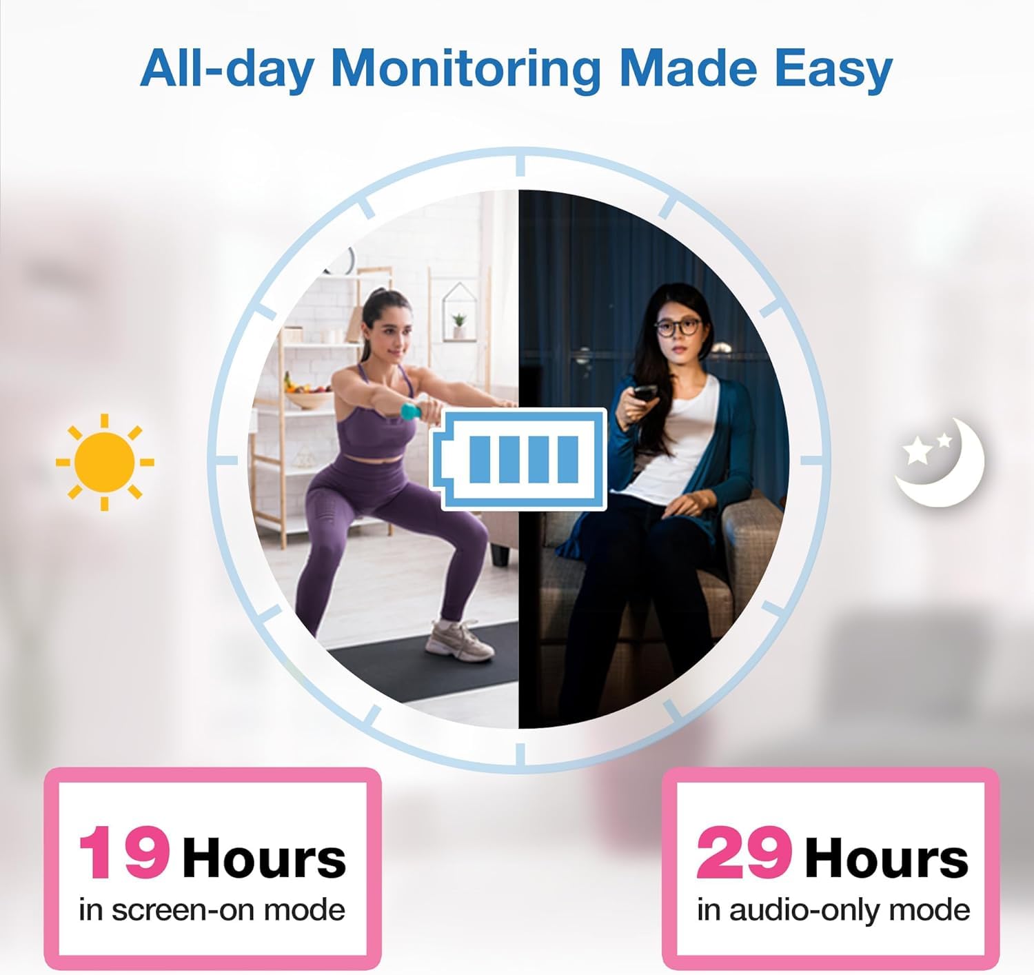 VTech VM819 Baby Monitor, 2.8” Screen, Night Vision, 2-Way Audio, Temperature Sensor and Lullabies, Secure Transmission No WiFi