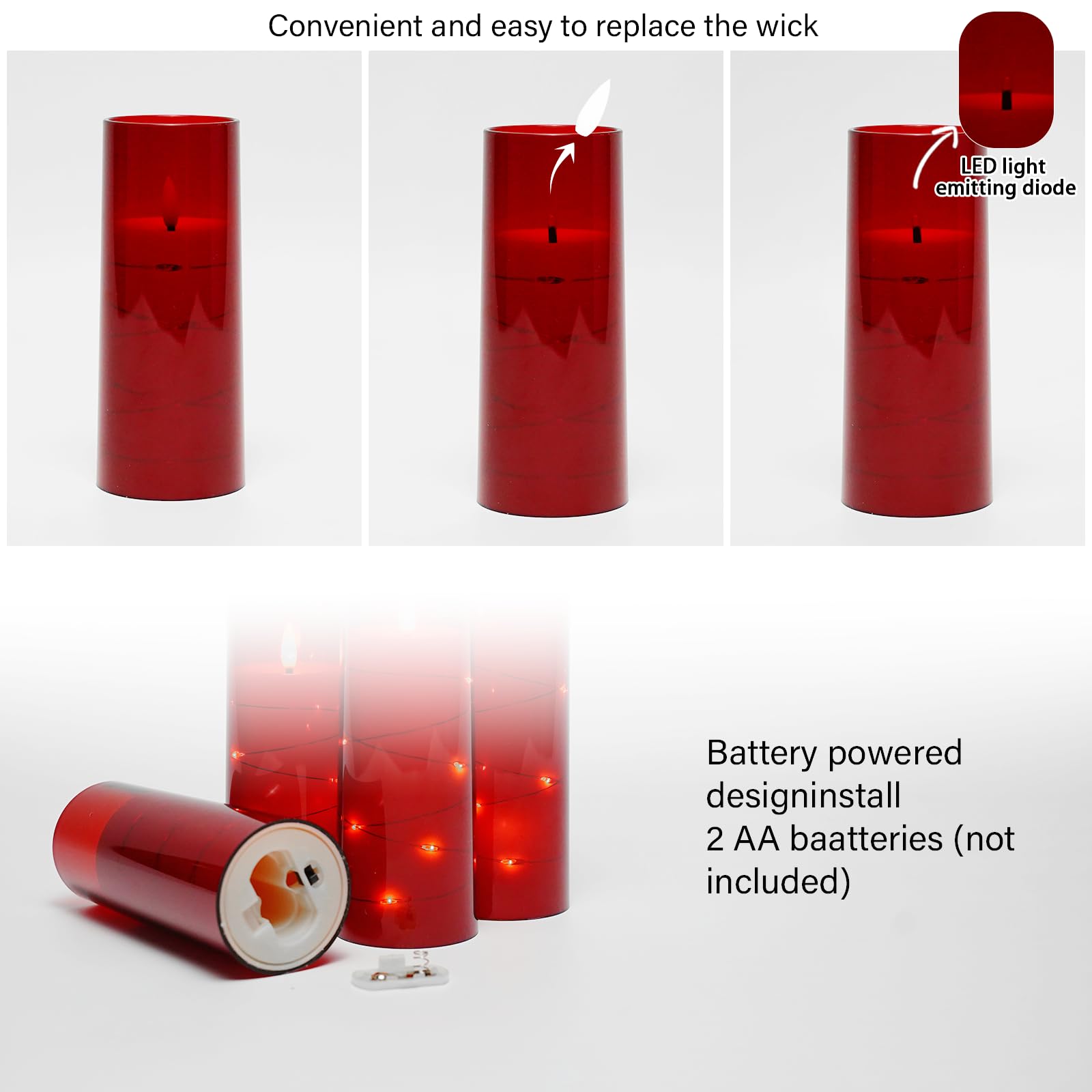 Flameless LED Candles with Timer 5 Pc Flickering Flameless Candles for Romantic Ambiance and Home Decoration Stable Acrylic Shell,with Embedded Star String,Battery Operated Candles(Grey)