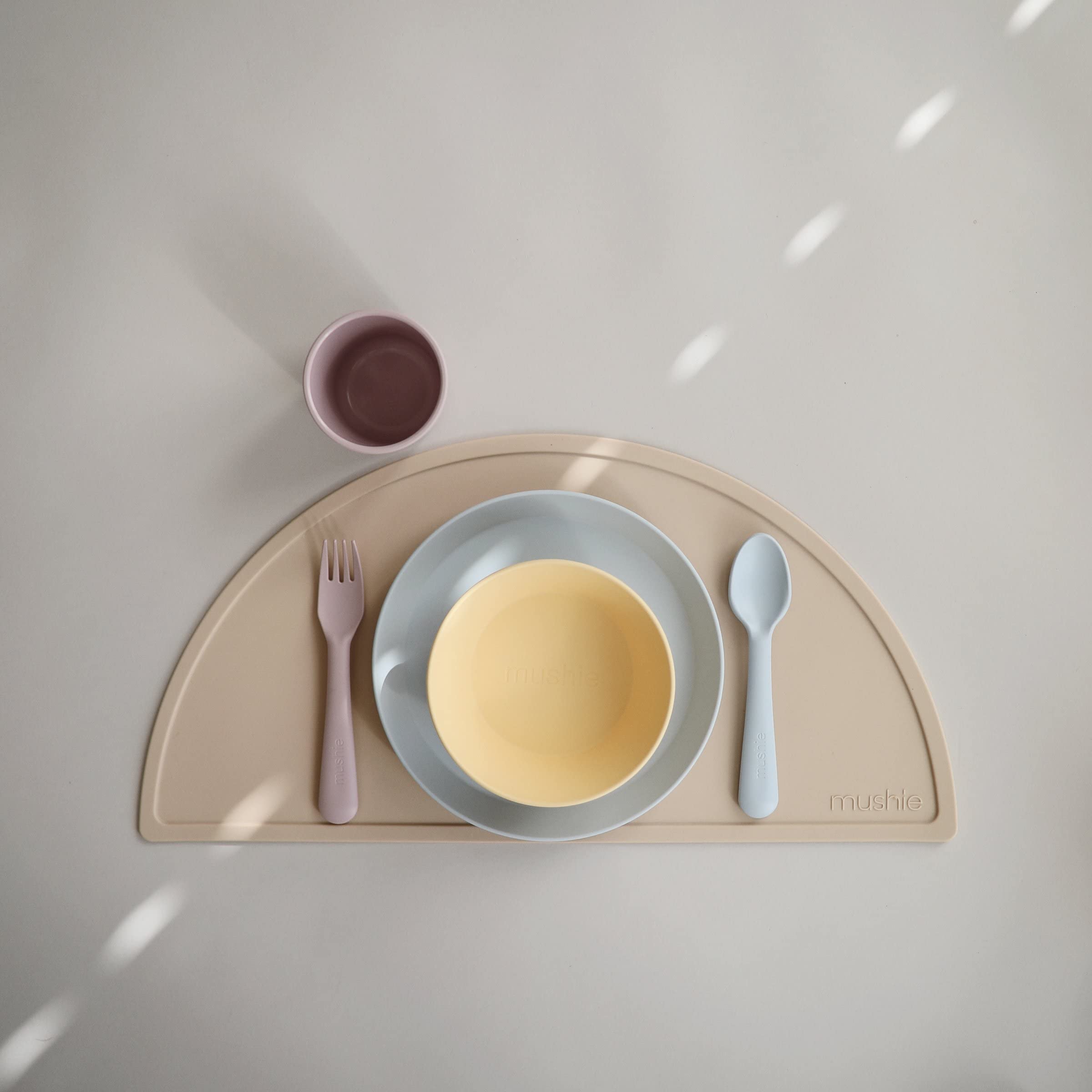 mushie Flatware Fork and Spoon Set for Kids | Made in Denmark (Sage)