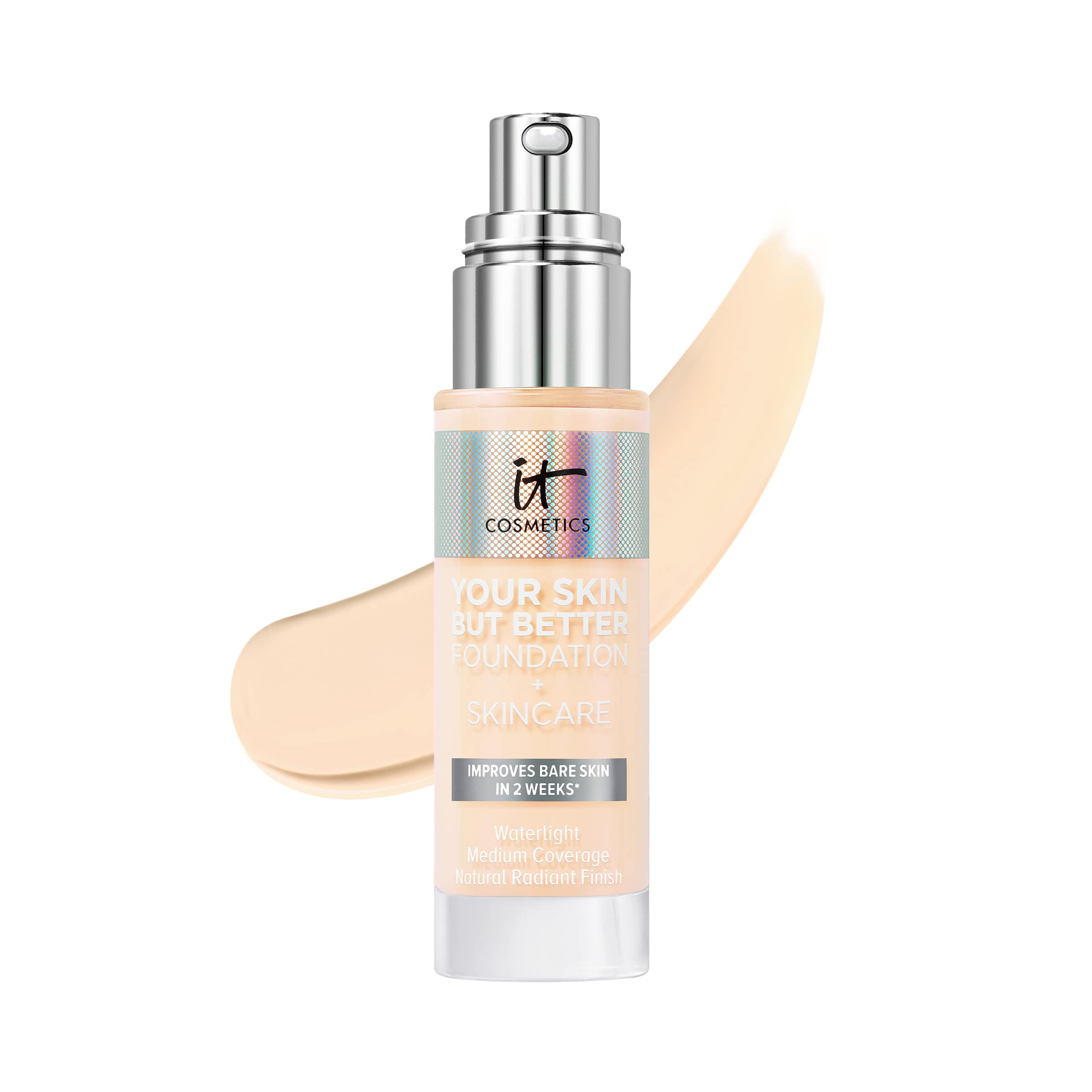 IT Cosmetics Your Skin But Better Foundation + Skincare - Hydrating Medium Buildable Coverage - Minimizes Pores & Imperfections - Natural Radiant Finish - With Hyaluronic Acid - 1.0 fl oz