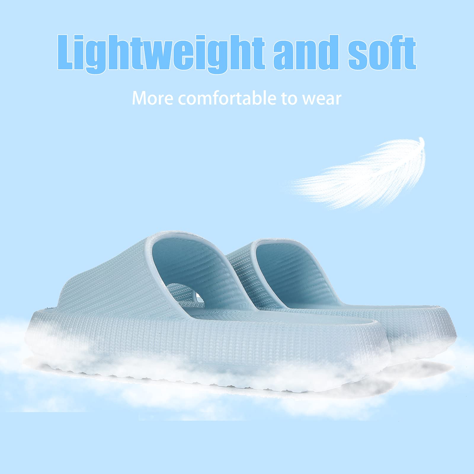 rosyclo Cloud Slippers for Women and Men, Pillow House Slippers Shower Shoes Indoor Slides Bathroom Sandals, Ultimate Comfort, Lightweight, Thick Sole, Non-Slip, Easy to Clean