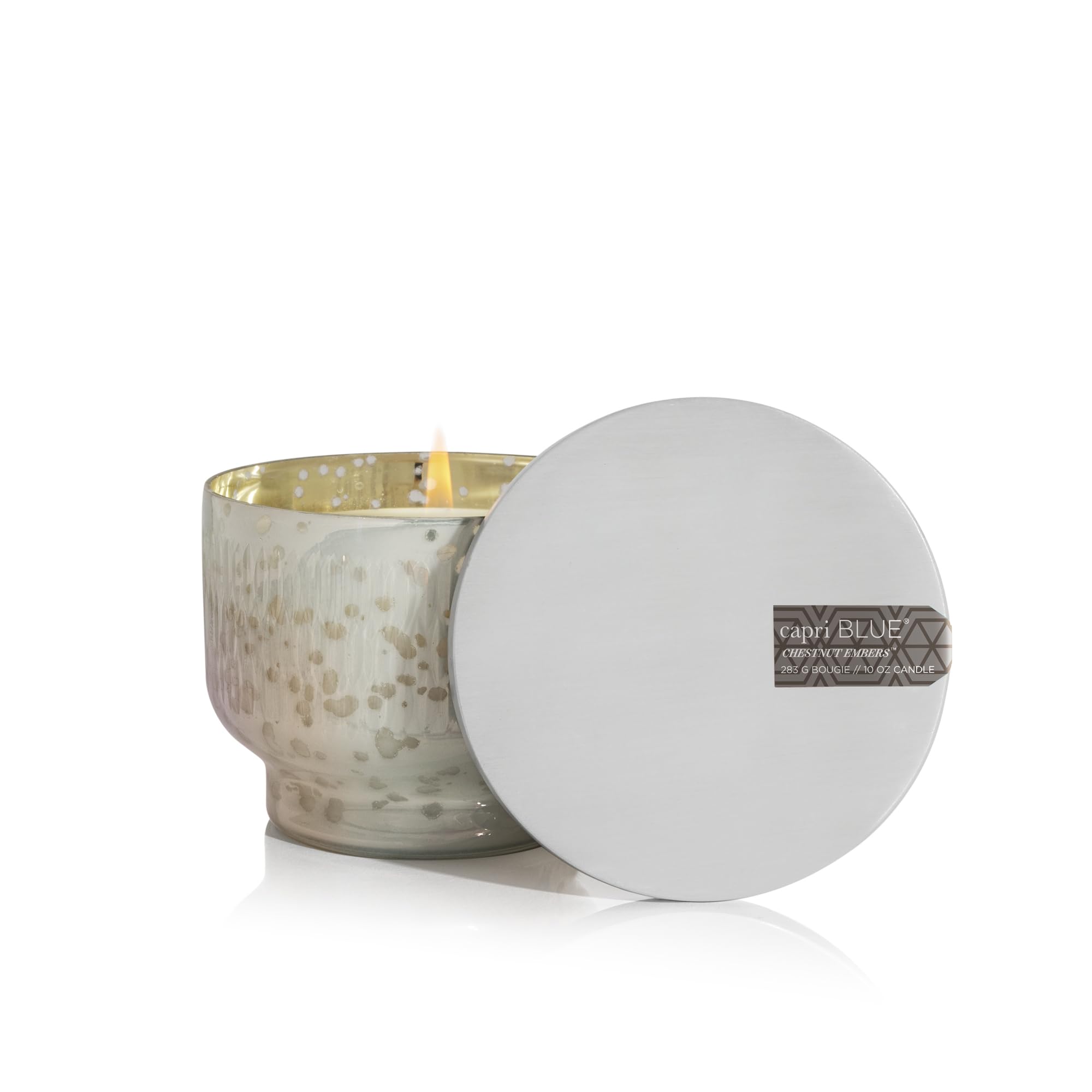 Capri Blue Holiday Mercury Jar Candle - Soy Candle Blend - Fall Candles for Home Scented with Frosted Fir, Snowy Woods, Pine & Sage - Pine Candle for Holiday Decor - Signature (Crystal Pine, 19 oz)