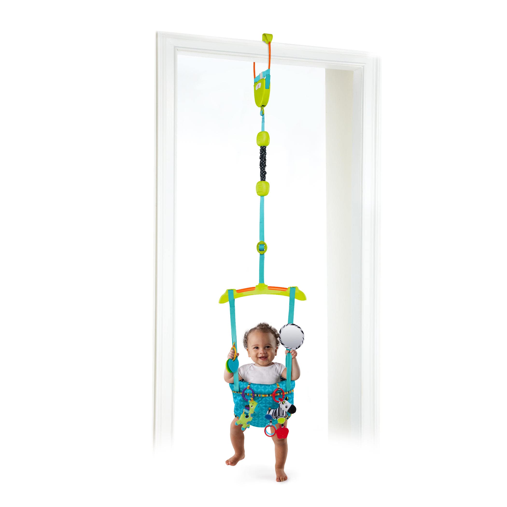 Bright Starts Playful Parade Door Jumper for Baby with Adjustable Strap, 6 Months and Up, Max Weight 26 lbs