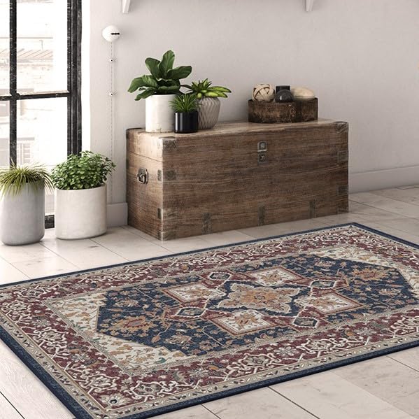 RUGGABLE Maral Heriz Washable Rug - Perfect Vintage Area Rug for Living Room Bedroom Kitchen - Pet & Child Friendly - Stain & Water Resistant - Creme 3&