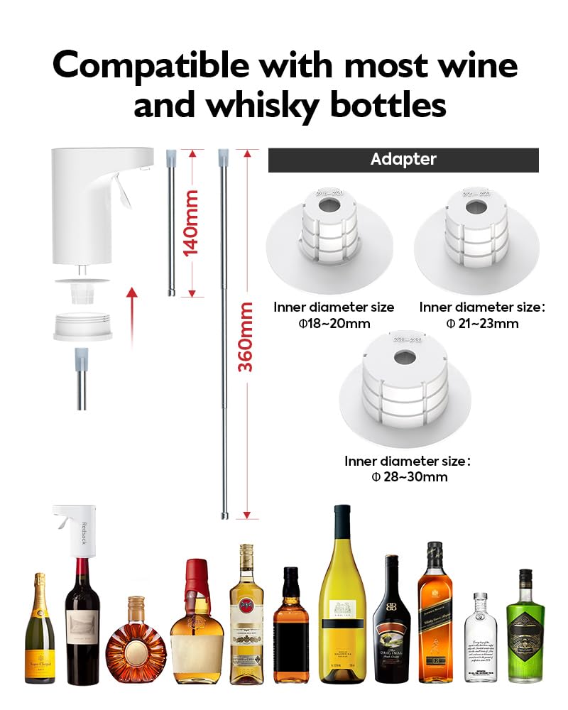 Electric Wine Decanter Aerator Dispenser Pourer Whiskey Adjustable Quantity Liquor Wine Pump Birthday Gift for Men Women Mom Dad Boss Brother Husband Funny Unique Gifts for Him (White)