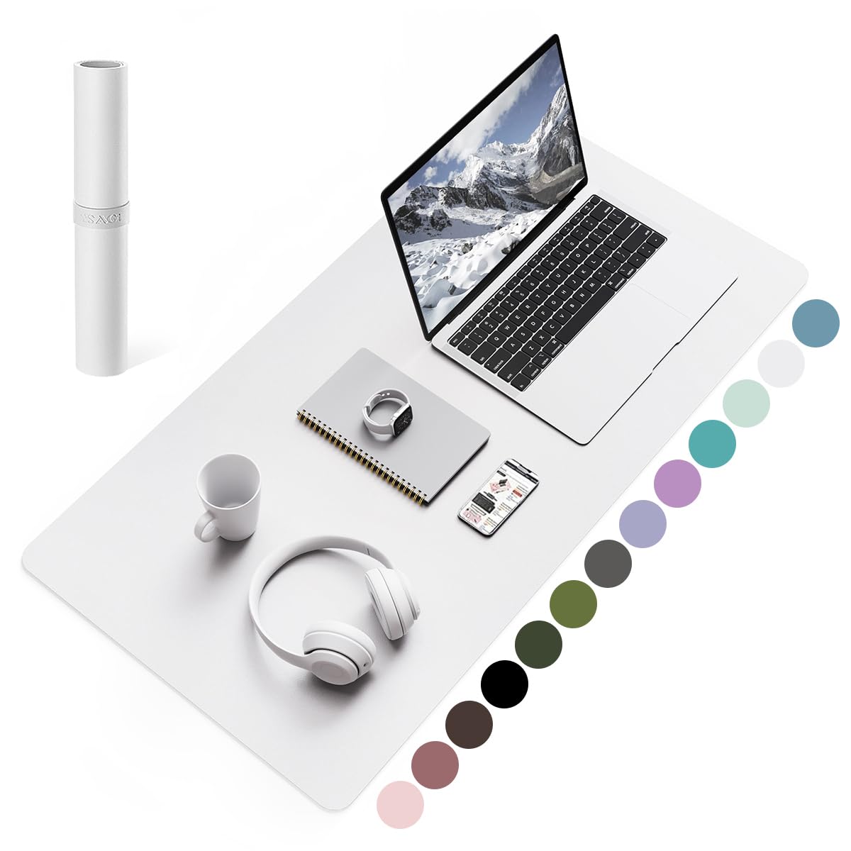 Non-Slip Desk Pad,Mouse Pad,Waterproof PVC Leather Desk Table Protector,Ultra Thin Large Desk Blotter, Easy Clean Laptop Desk Writing Mat for Office Work/Home/Decor(Pink, 23.6" x 13.7")
