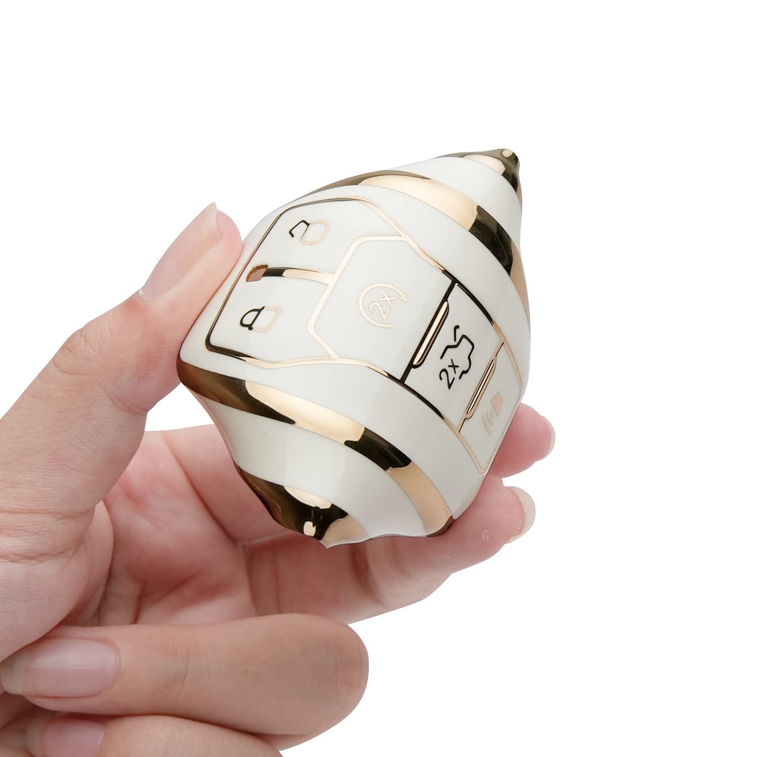 for Ford Key Fob Cover Keychain Fit for 2013-2016 Fusion 2015-2017 Mustang F-150 Explorer,Smart Key Shell Case (Ivory White)