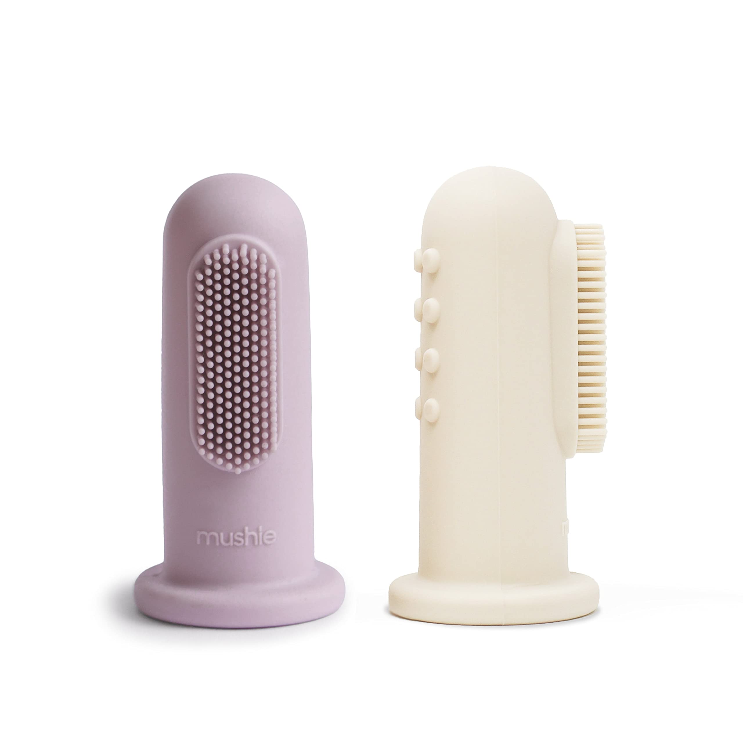 mushie Baby Finger Toothbrush (Cambridge Blue/Shifting Sand) 2-Pack