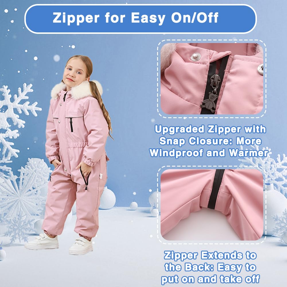 Xifamniy Toddler Snowsuit 2T 3T 4T 5T Ski Suit Baby Boy Girl Winter Clothes Coat Outwear Snow Suit Hooded Romper Jumpsuit