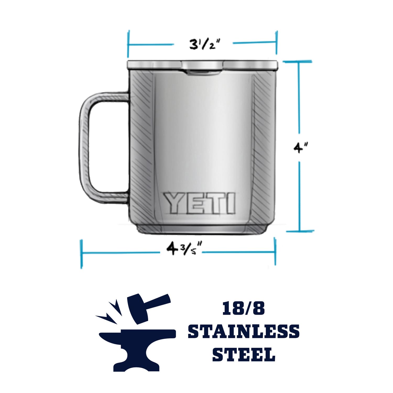 YETI Rambler 10 oz Stackable Mug, Vacuum Insulated, Stainless Steel with MagSlider Lid