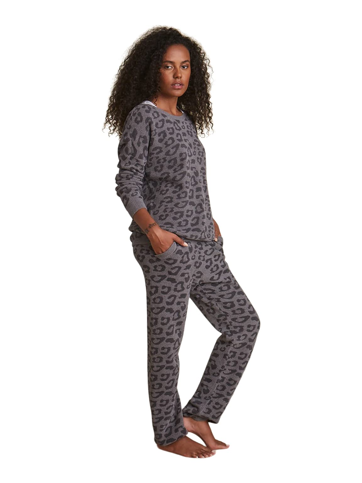 Barefoot Dreams CozyChic Ultra Lite Barefoot in The Wild Track Pants for Women, Luxury Loungewear, Gym Track Bottoms