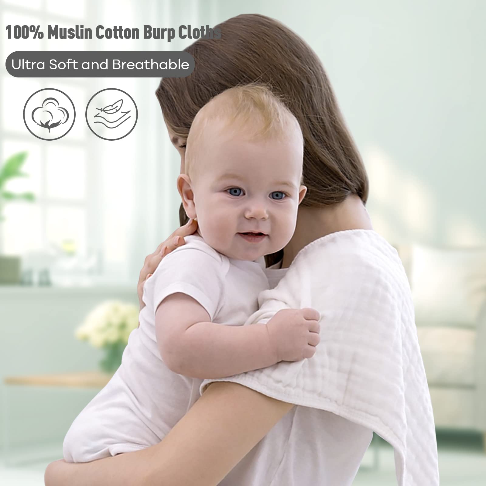 Yoofoss Muslin Burp Cloths for Baby 10 Pack 100% Cotton Baby Washcloths for Boys Girls Large 20&