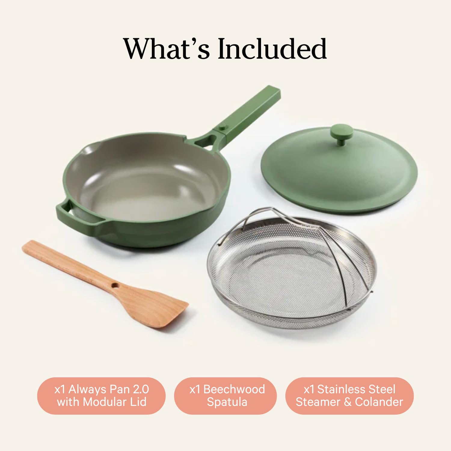 Our Place Always Pan 2.0-10.5-Inch Nonstick, Toxin-Free Ceramic Cookware | Versatile Frying Pan, Skillet, Saute Pan | Stainless Steel Handle | Oven Safe | Lightweight Aluminum Body | Steam