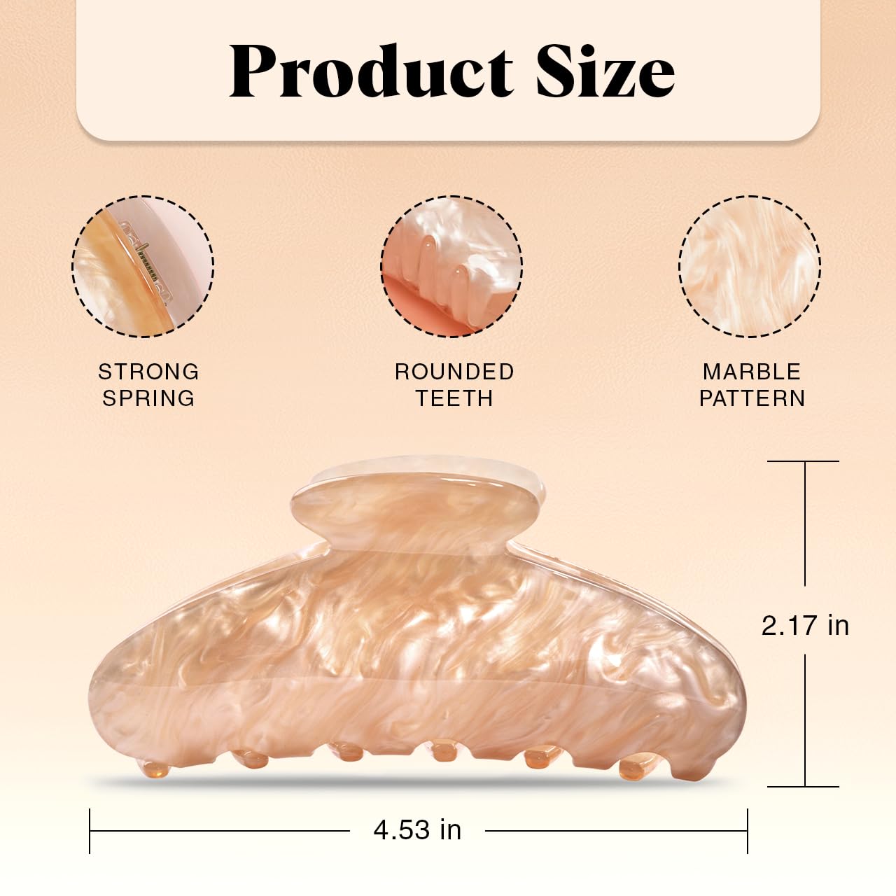 Kitsch Recycled Plastic Large Claw Clip - Big Marble Hair Clips for Women | Jaw Clips for Girls | Big Claw Clips for Thick Hair (1pc, Blonde)