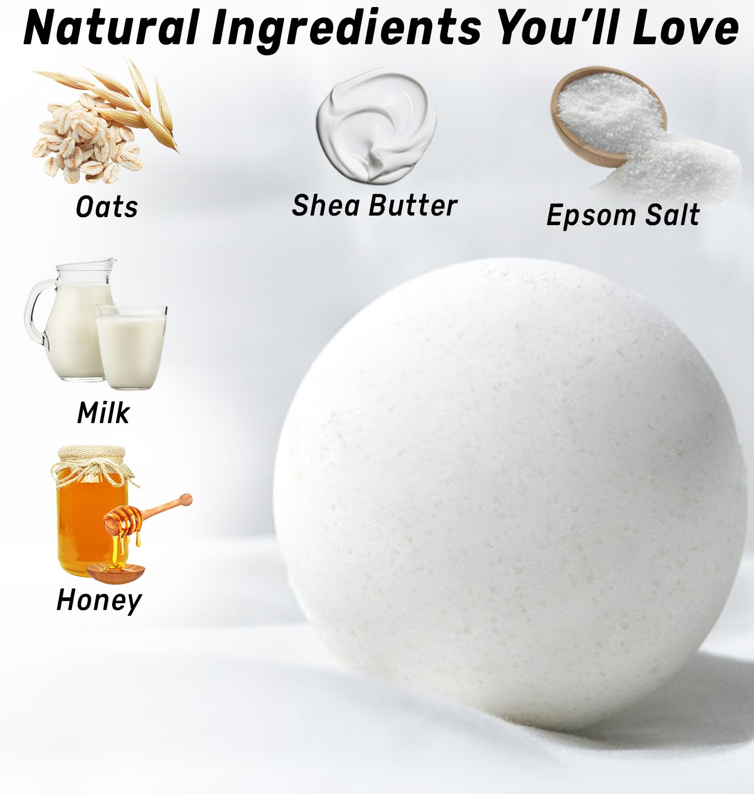 Creamy Collagen Bath Bombs Oatmeal Milk Honey Shea Butter Large Bubble Fizzy Bath Bomb Gift Set for Women Handmade Relaxing Moisturizing for Sensitive Skin Spa Gift Idea Christmas Birthday