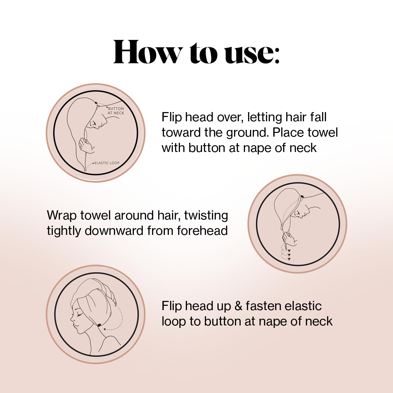 Kitsch Microfiber Hair Towel Wrap - Quick Dry Curly Hair Wraps for Women Wet Hair | Microfiber Towel for Hair | Hair Drying Towel Wrap | Hair Towels for Women | Hair Turban for Wet Hair (Blush)