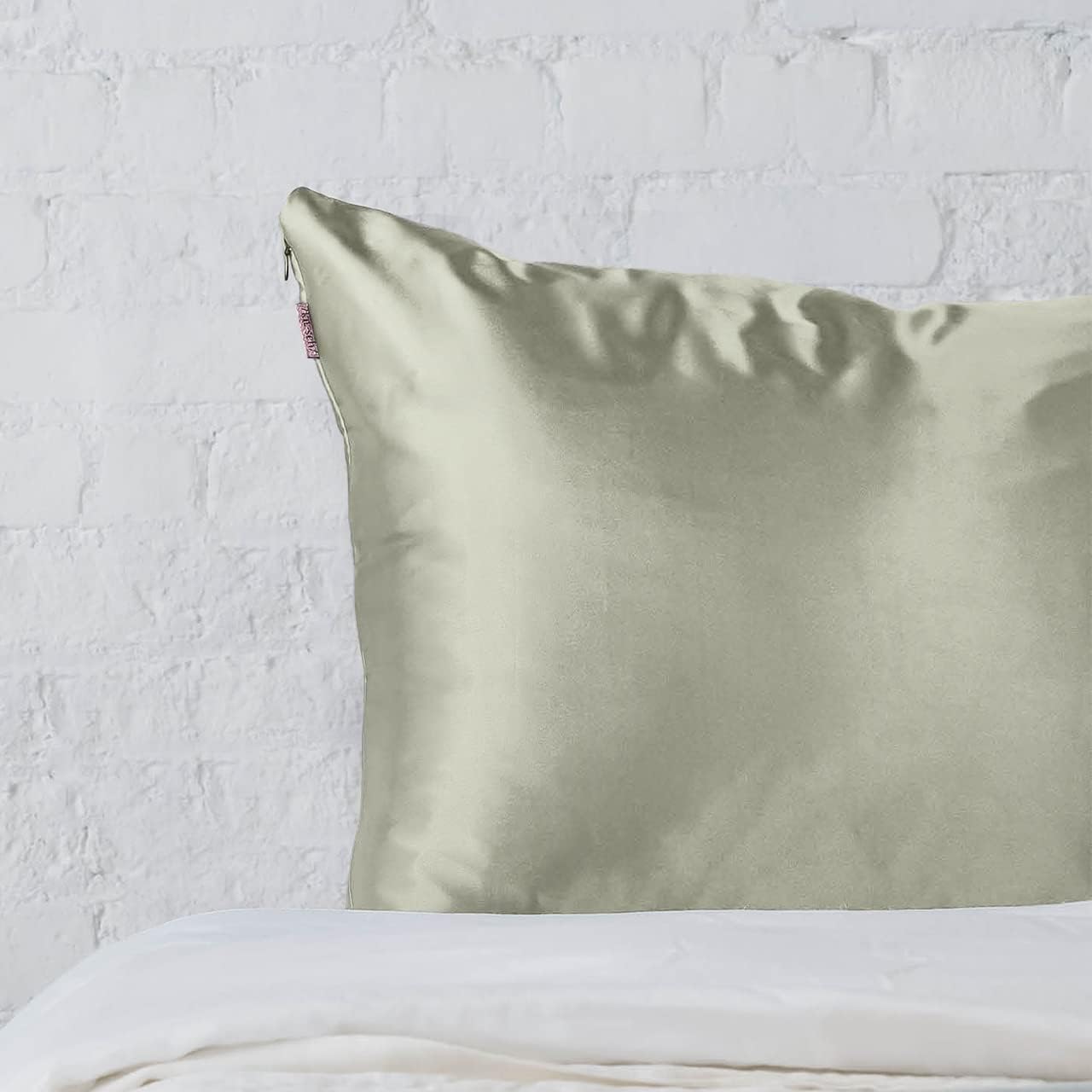 Kitsch Satin Pillowcase with Zipper for Hair & Skin, Softer Than Silk Pillow Cases Queen, Smooth Pillow Covers, Machine Washable, Wrinkle-Free, Cooling Satin Pillow Cases Standard Size 19"x26", Ivory