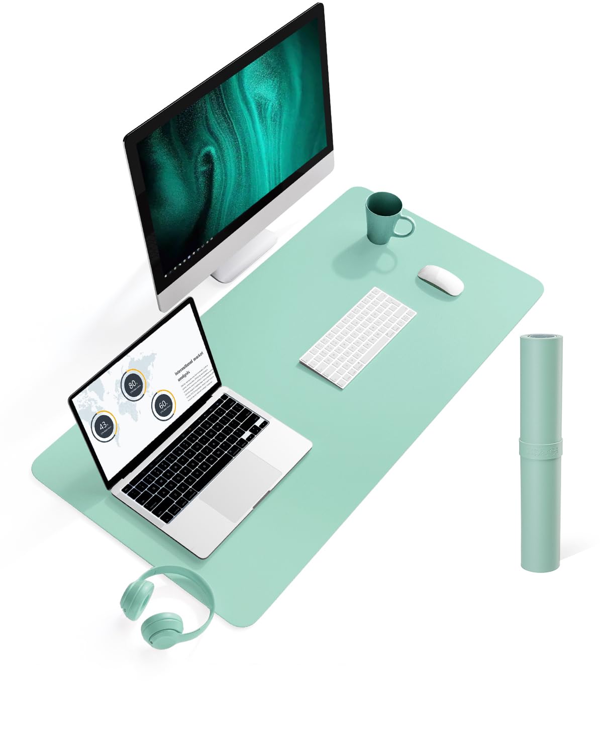 Non-Slip Desk Pad,Mouse Pad,Waterproof PVC Leather Desk Table Protector,Ultra Thin Large Desk Blotter, Easy Clean Laptop Desk Writing Mat for Office Work/Home/Decor(Pink, 23.6" x 13.7")