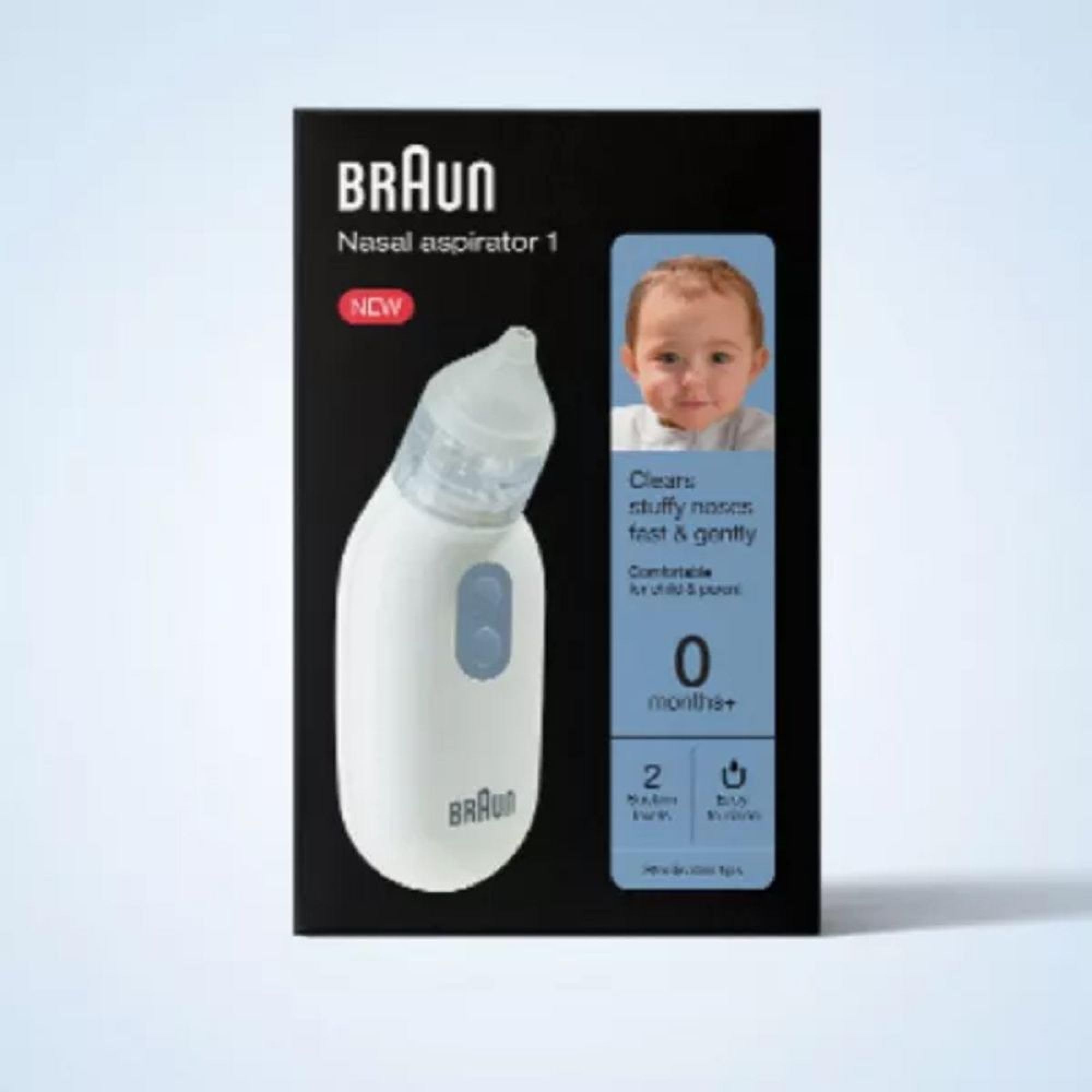 Braun Nasal aspirator 1 | Mucus Remover | Blocked Nose Relief | Electric Suction Power | Two Suction Levels | Newborn, Baby, and Child Friendly | Dishwasher Safe | BNA100EU