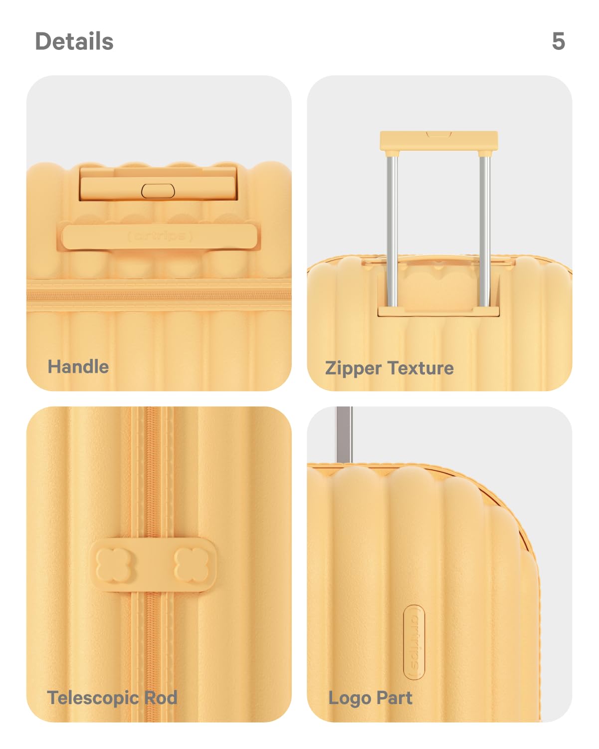 artrips Luggage with 8 Spinner Wheels,Lightweight Hardside Suitcase with Cover Protector,PC Hardshell Luggage,Travel Suitcase with Bread Design,TSA Lock,20/24/28inch