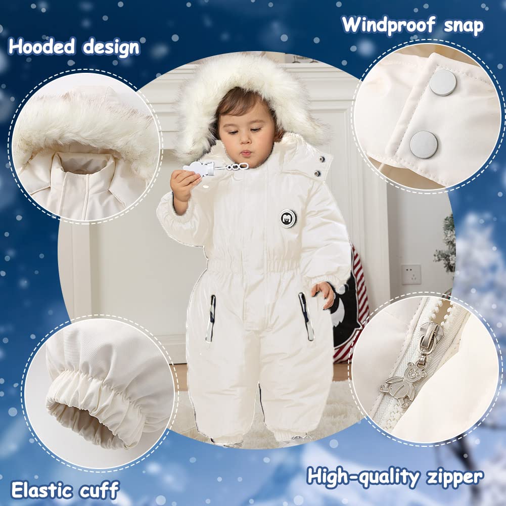 Xifamniy Toddler Snowsuit 2T 3T 4T 5T Ski Suit Baby Boy Girl Winter Clothes Coat Outwear Snow Suit Hooded Romper Jumpsuit