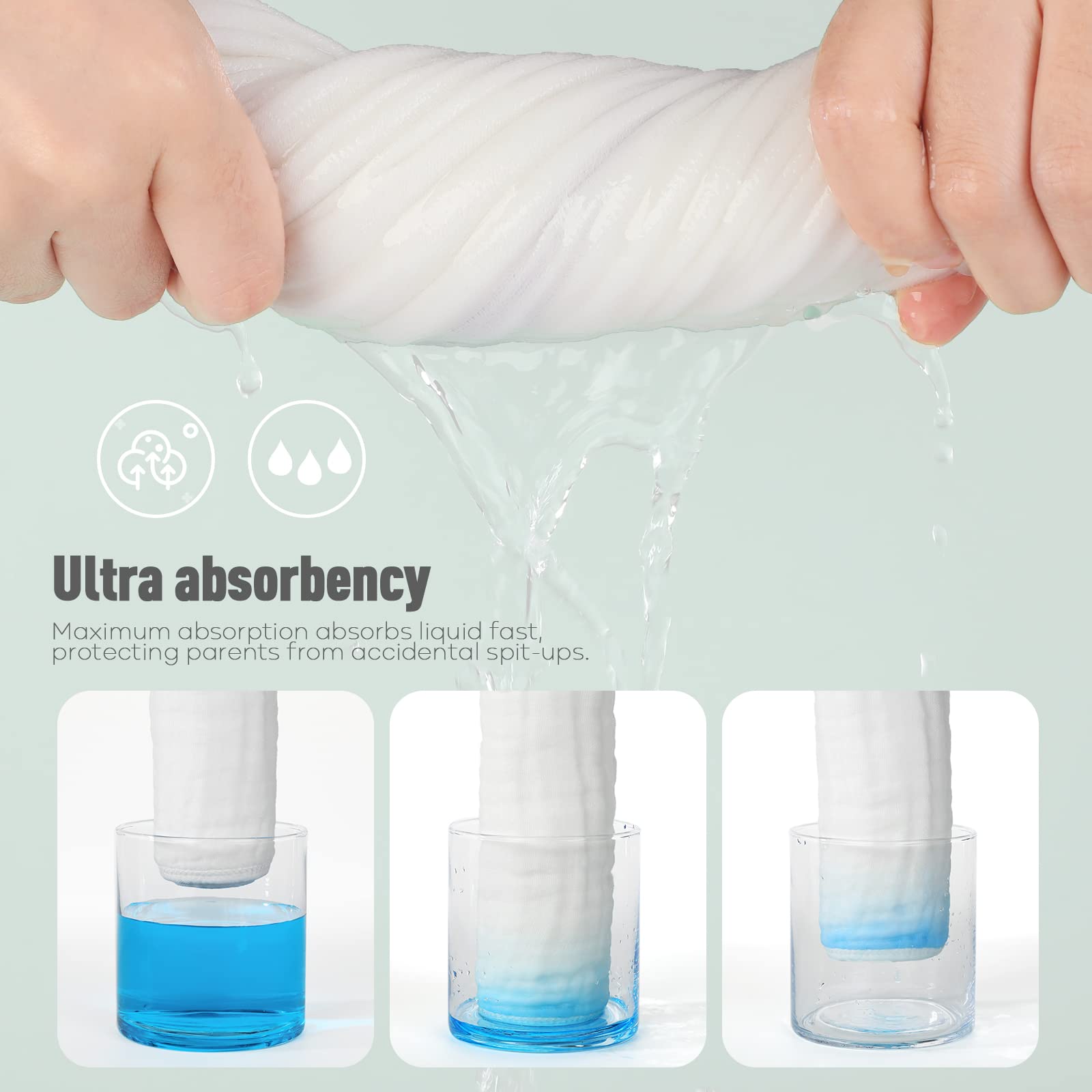 Yoofoss Muslin Burp Cloths for Baby 10 Pack 100% Cotton Baby Washcloths for Boys Girls Large 20&