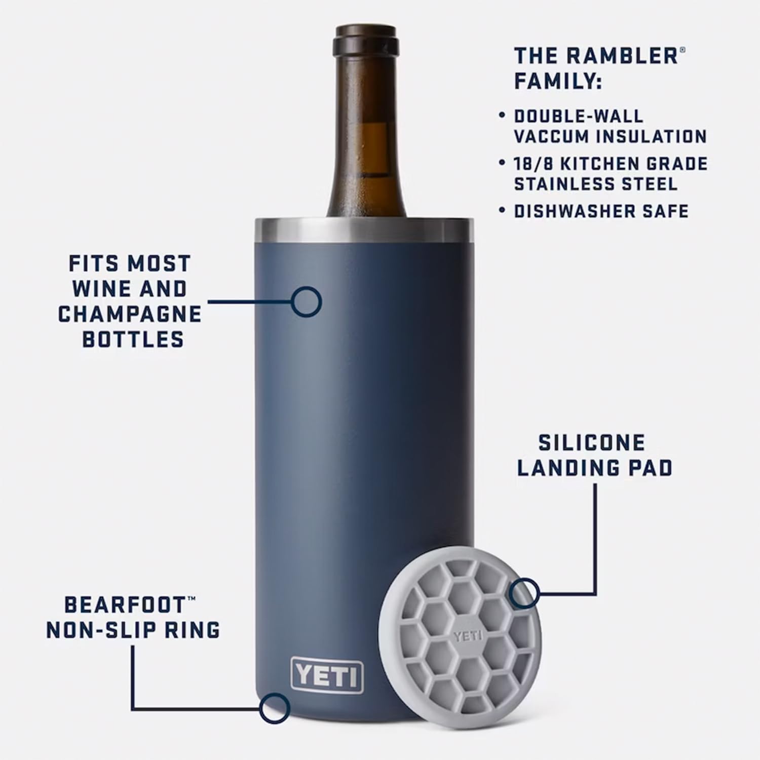 YETI Rambler Wine Chiller, Fits Most Wine Bottles