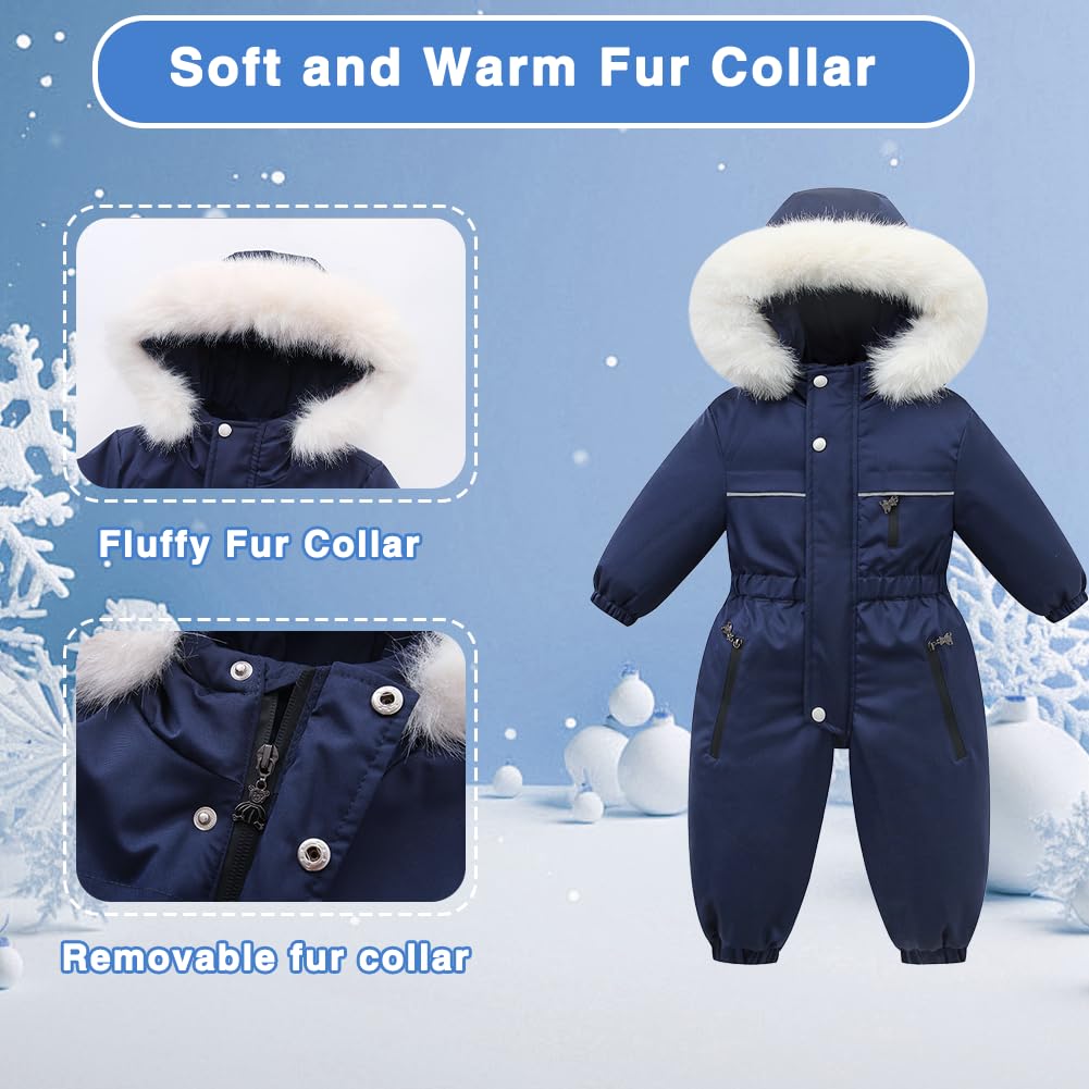 Xifamniy Toddler Snowsuit 2T 3T 4T 5T Ski Suit Baby Boy Girl Winter Clothes Coat Outwear Snow Suit Hooded Romper Jumpsuit
