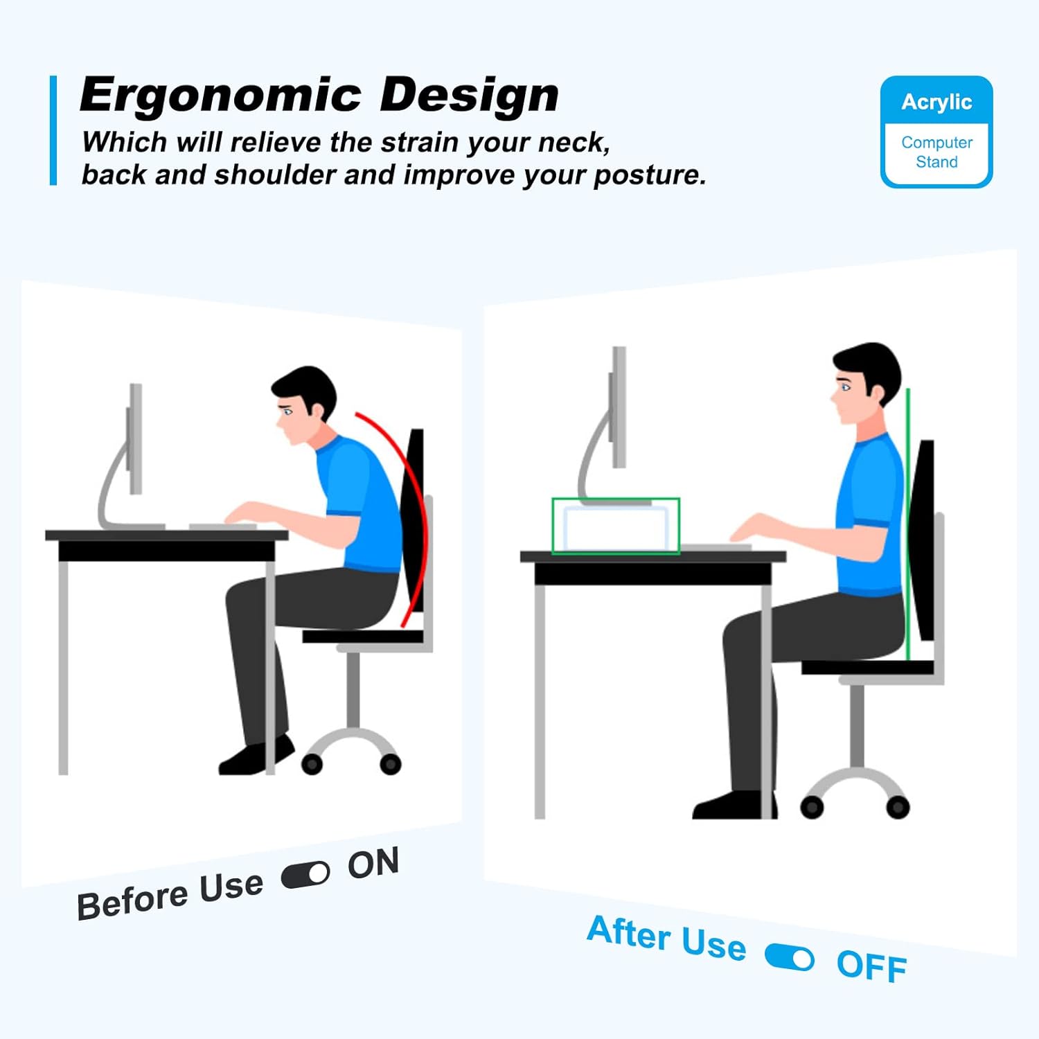 Acrylic Monitor Stand Riser - Acrylic Laptop Stand, Clear Monitor Stand, Acrylic Computer Stand, Acrylic Monitor Riser for Desk Keyboard Storage Office, Home, School