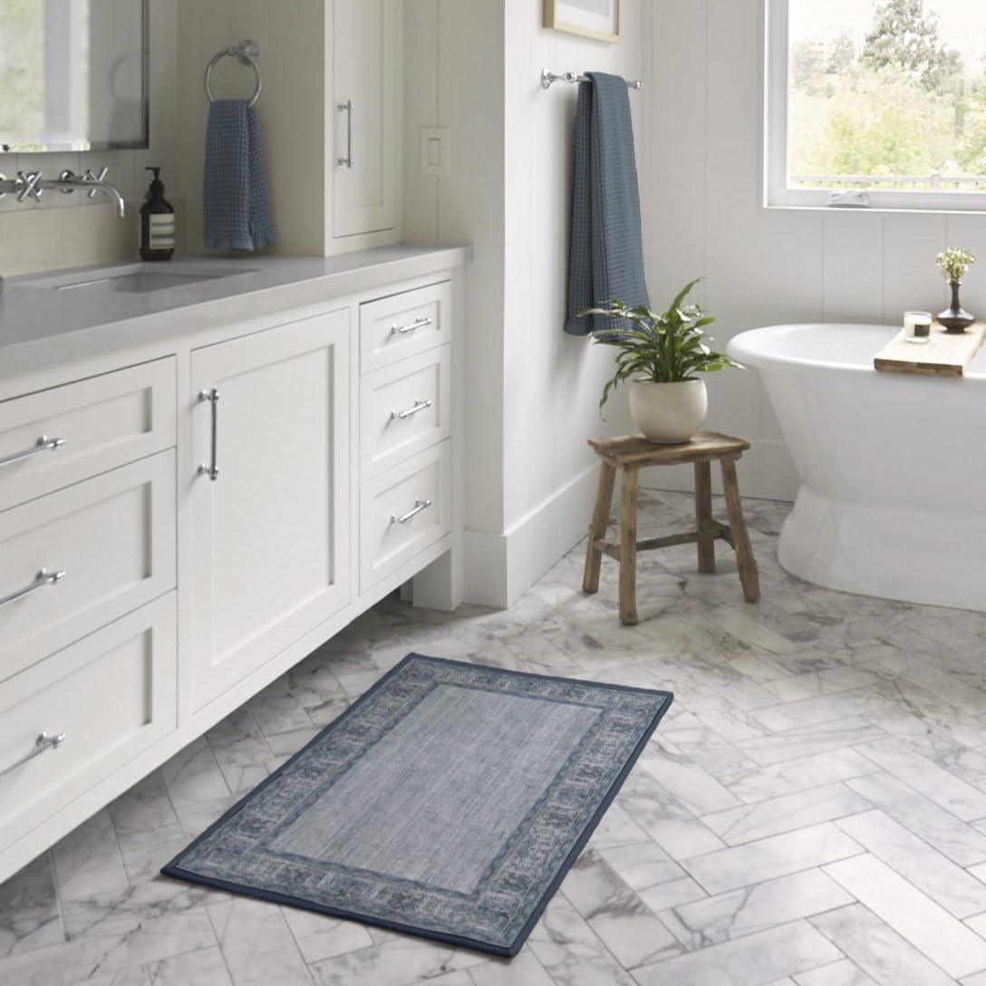 RUGGABLE Zinnia Runner Rug - Perfect Boho Washable Rug for Entryway Hallway Kitchen - Pet & Child Friendly - Stain & Water Resistant - Grey 2.5&