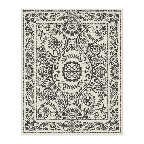 RUGGABLE Washable 2x3 Area Rug, Delphina Delft Blue, Premium Vintage Rugs for Living Room, Bedroom, Kitchen, Office, Classroom with Gripper Non Slip Pad