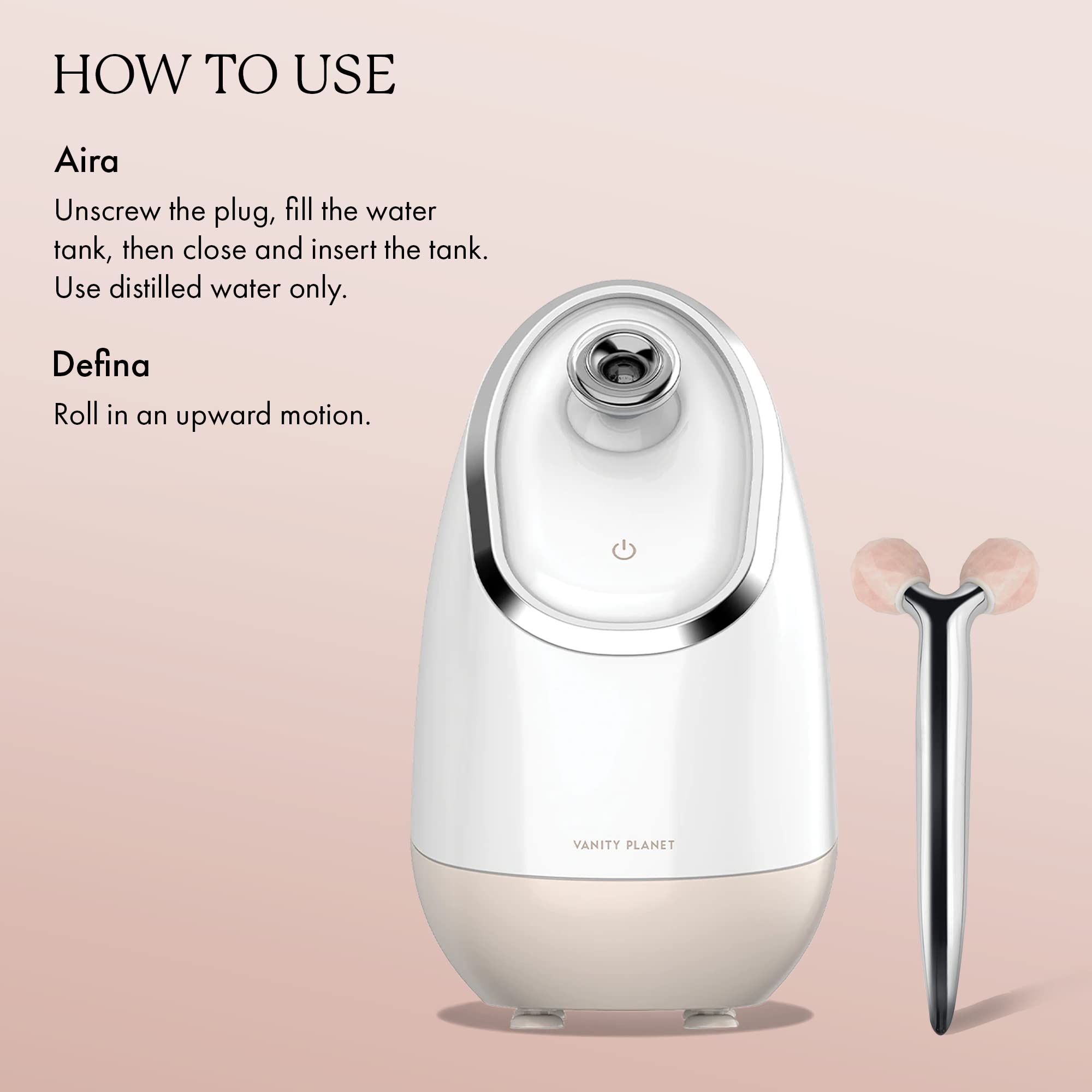 Vanity Planet Aira Ionic Facial Steamer and Defina Massaging Roller Bundle