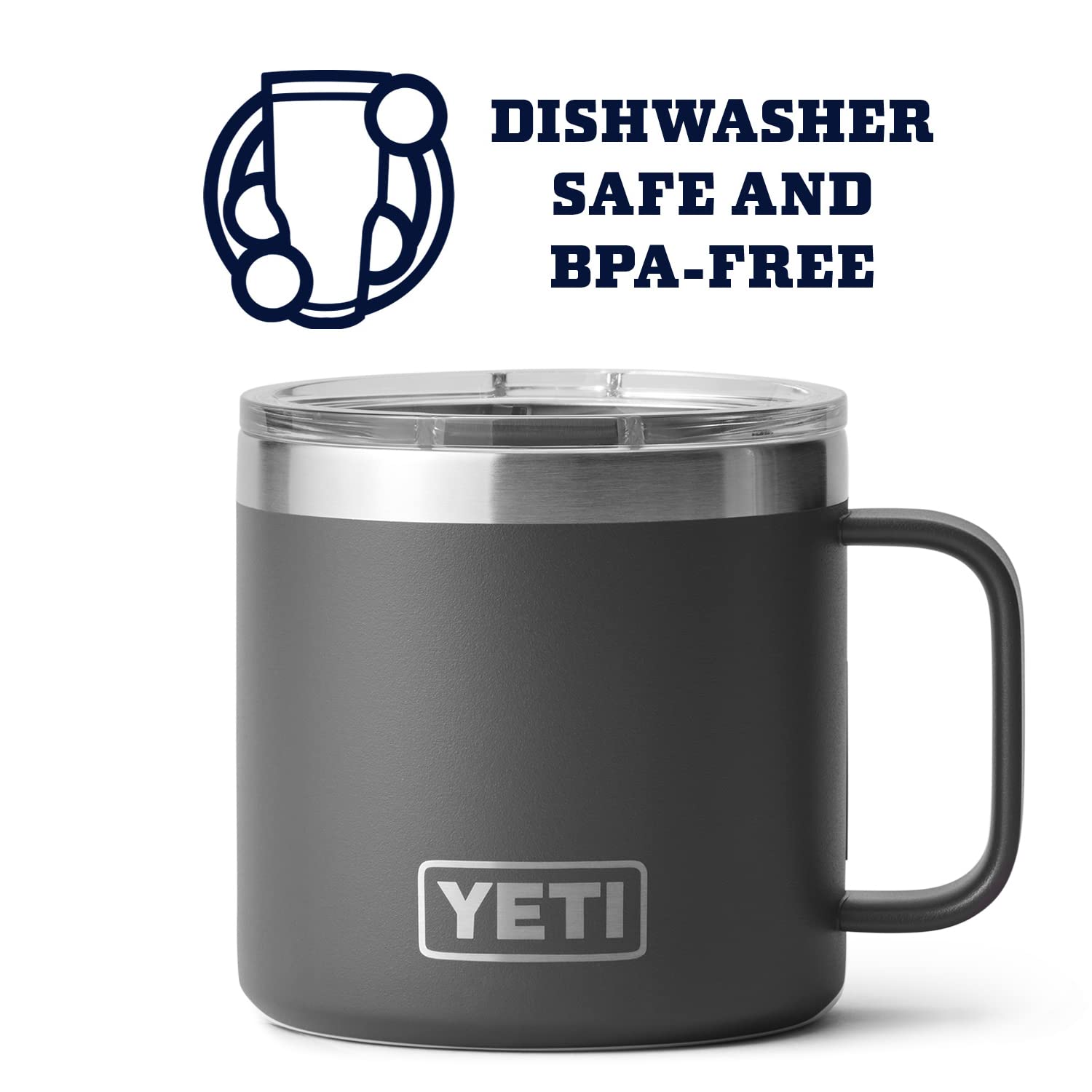 YETI Rambler 14 oz Mug, Vacuum Insulated, Stainless Steel with MagSlider Lid, Stainless
