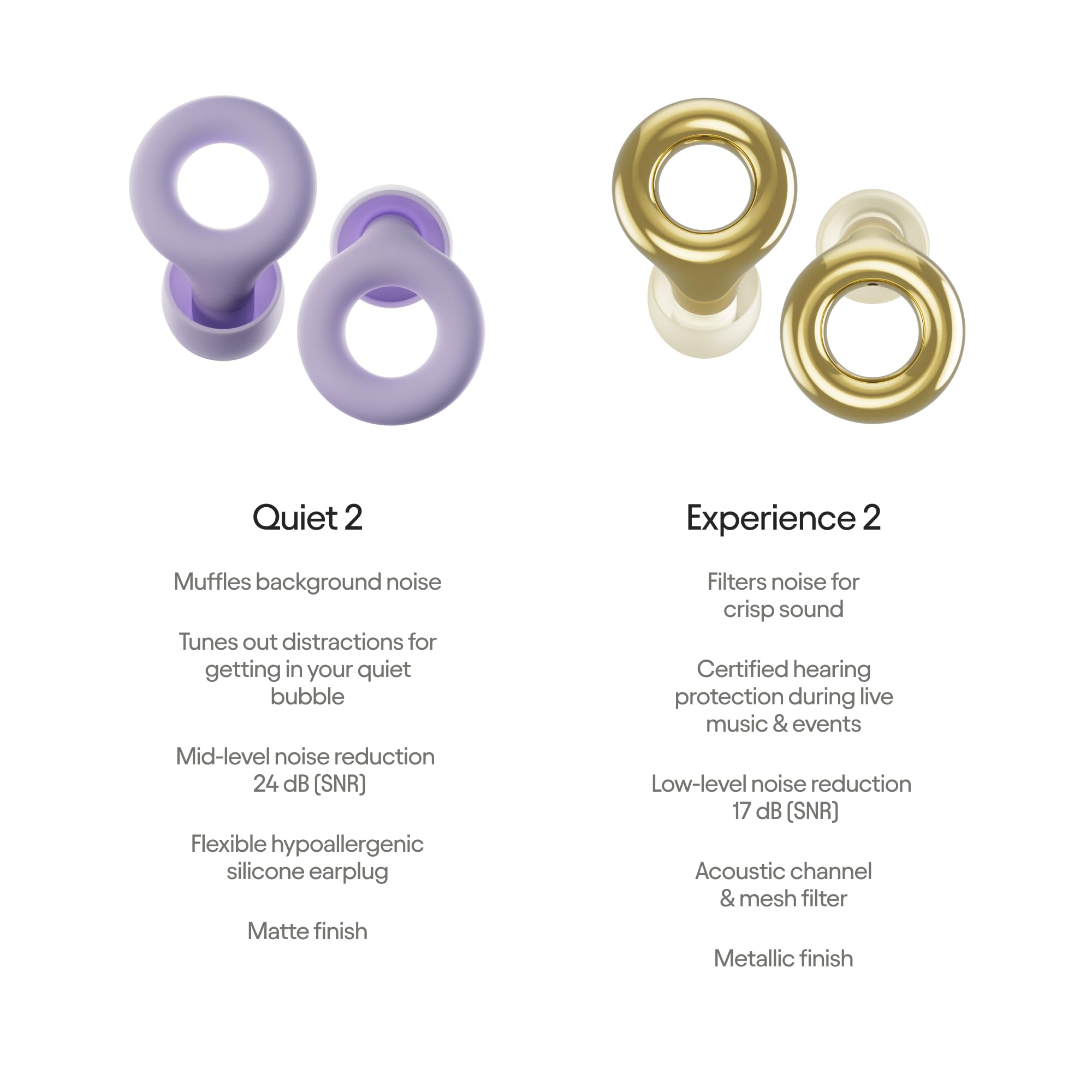 Loop Earplugs Day & Night Bundle (2-Pack) – Loop Quiet 2 + Loop Experience 2 | Reusable Ear Plugs for Sleep, Noise Sensitivity, Music & More | 24 dB/18 dB Noise Reduction