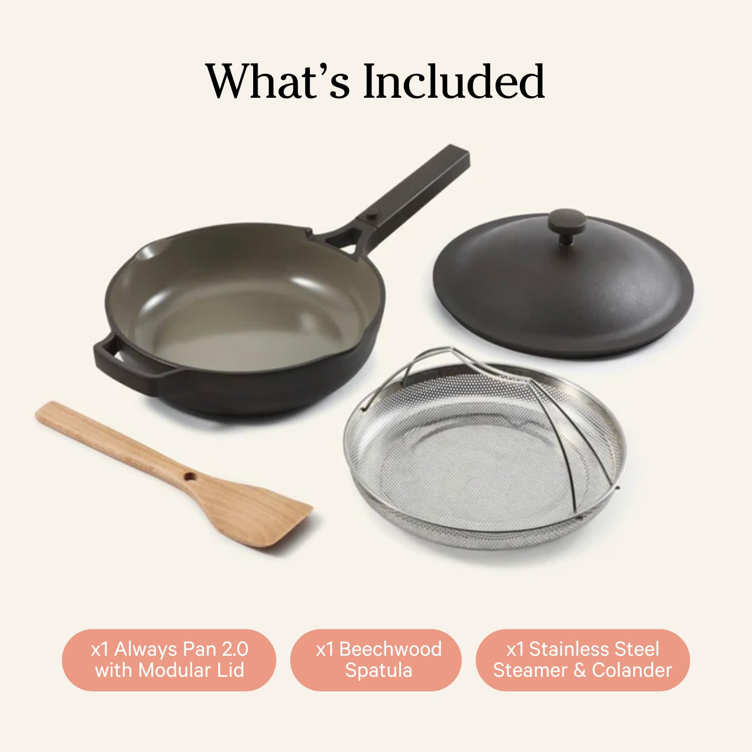 Our Place Always Pan 2.0-10.5-Inch Nonstick, Toxin-Free Ceramic Cookware | Versatile Frying Pan, Skillet, Saute Pan | Stainless Steel Handle | Oven Safe | Lightweight Aluminum Body | Steam